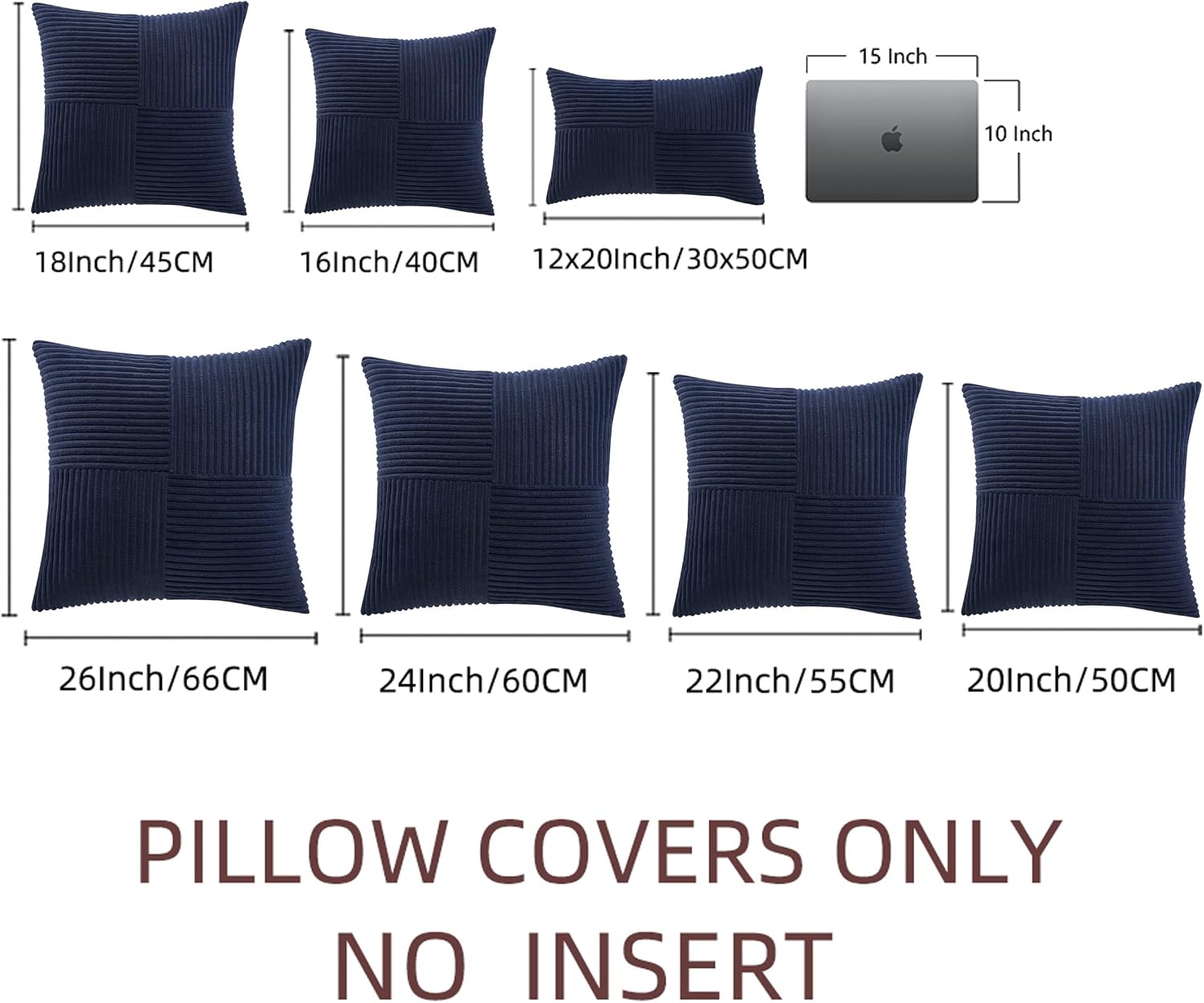 Fancy Homi 2 Packs Navy Blue Decorative Throw Pillow Covers 18x18 Inch for Living Room Couch Bed, Rustic Farmhouse Boho Home Decor, Soft…