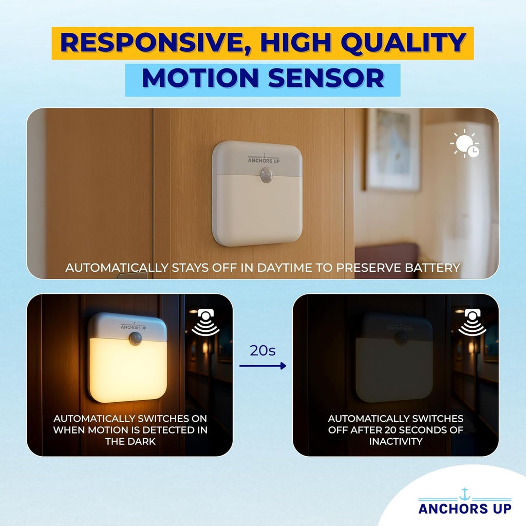 Cruise Cabin Magnetic Night Light with Motion Sensor USB Rechargeable – LED Motion Sensor Light – Warm White – for Carnival, Royal…