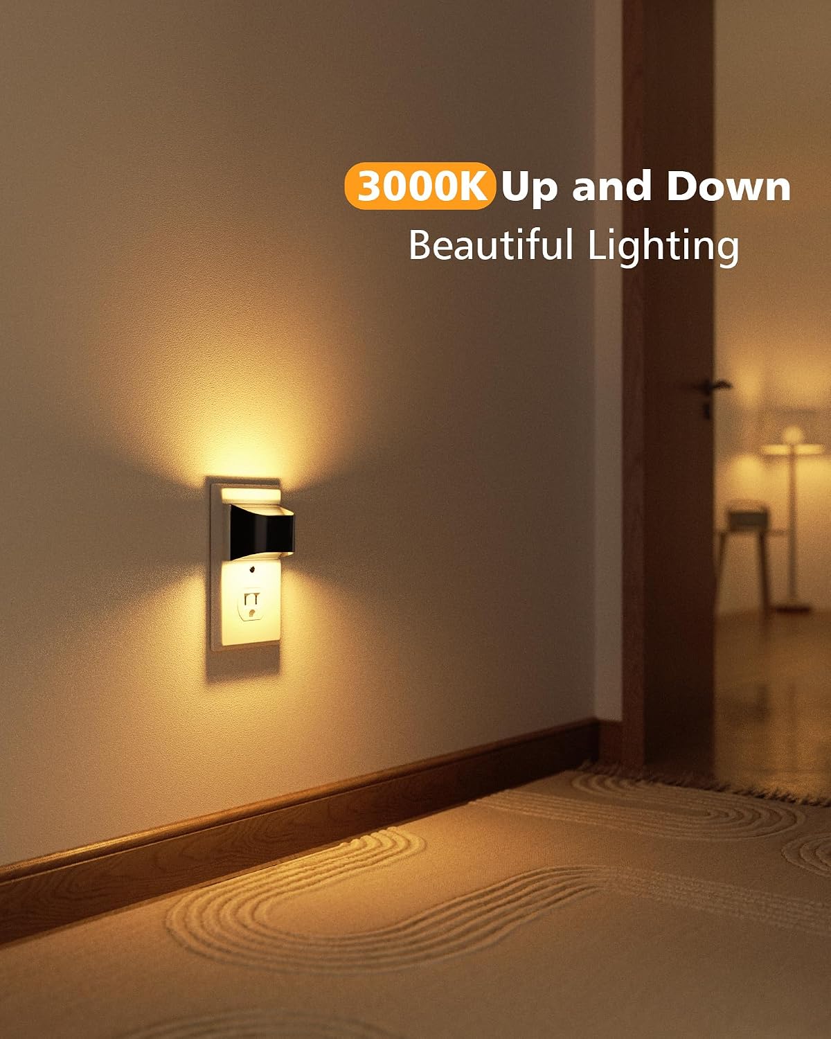 VOLISUN Night Lights Plug into Wall, 4 Pack Up and Down LED Night Light with Dusk to Dawn Light Sensor, 3000K Warm White Nightlight for…