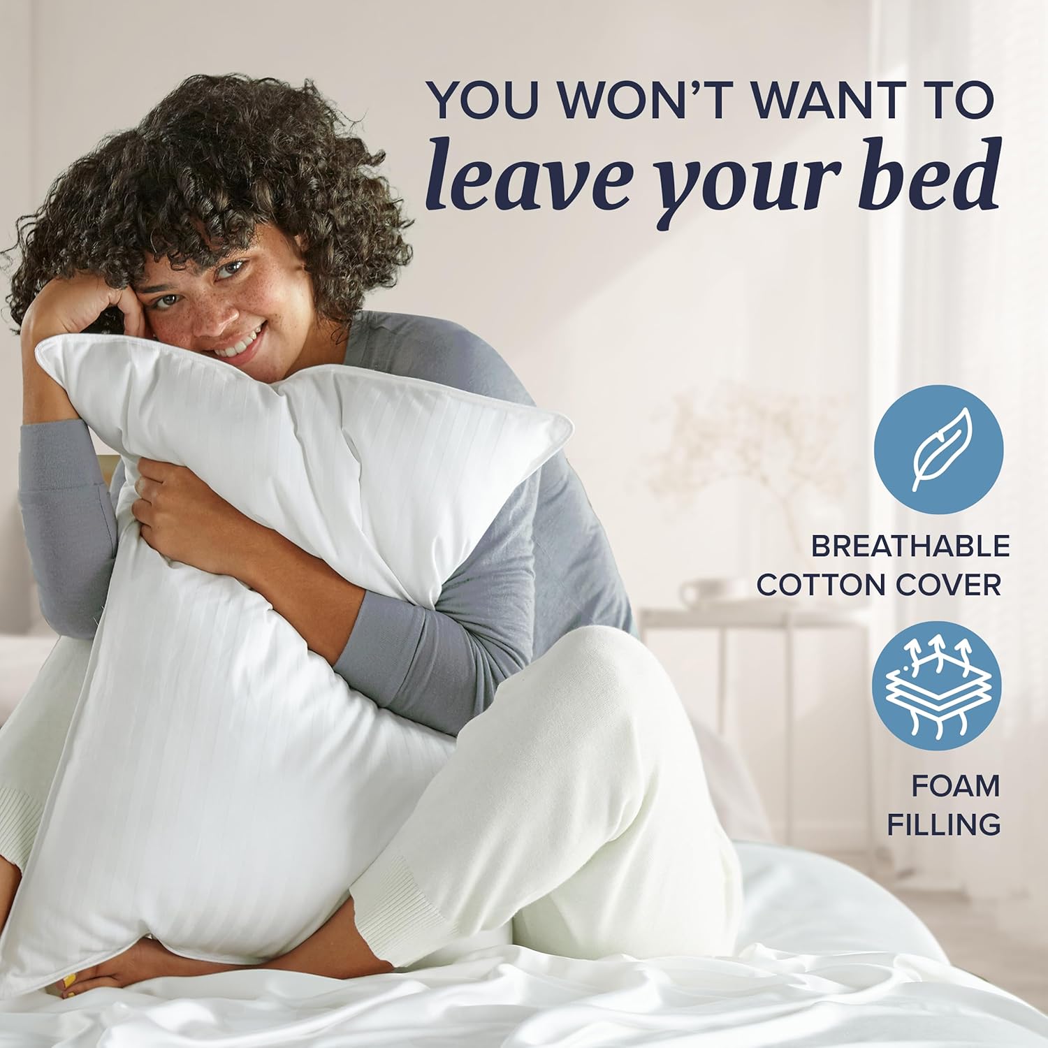 BeckhamHotelCollection Beckham Hotel Collection Shredded Memory Foam Pillow 2-Pack Queen | Adjustable Fill Cooling Bed Pillows for Side, Ba…
