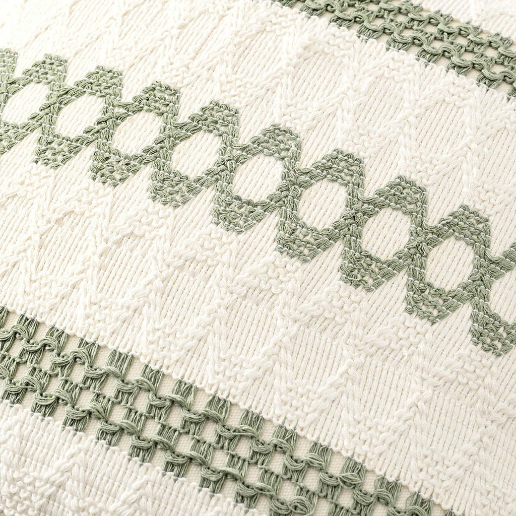 MIULEE Set of 2 Sage Green Boho Decorative Lumbar Pillow Covers 12x20 Inch Farmhouse Rustic Couch Throw Pillows Modern Summer Cushion…