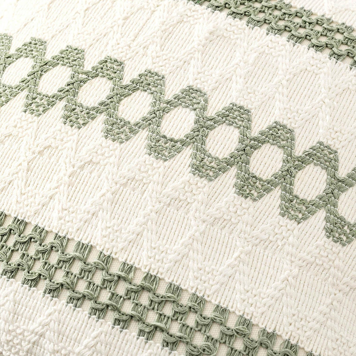 MIULEE Set of 2 Sage Green Boho Decorative Pillow Covers 16x16 Inch Farmhouse Rustic Couch Throw Pillows Modern Cotton Cushion Covers…