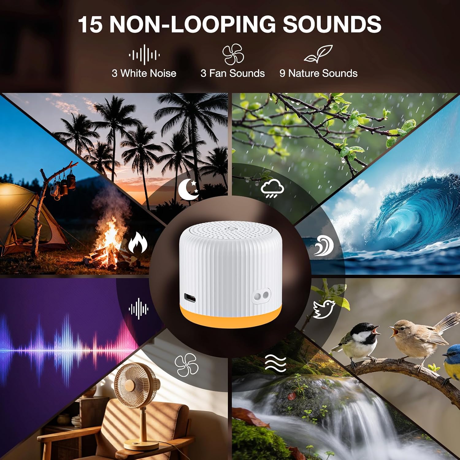 LEICEX Portable Sound Machine, Travel Sound Machine with Light,15 Non-Looping Sound Timer and Memory Play, Mini White Noise Machine for…