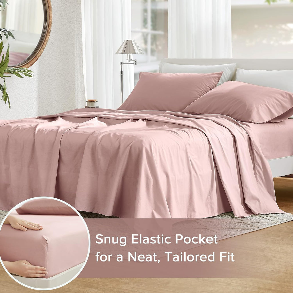 ComfortSpaces Comfort Spaces 100% Cotton Sheets Full, Breathable & Ultra Soft Cotton Sheets, Naturally Cool Cotton Bed Sheets with 14" Elas…