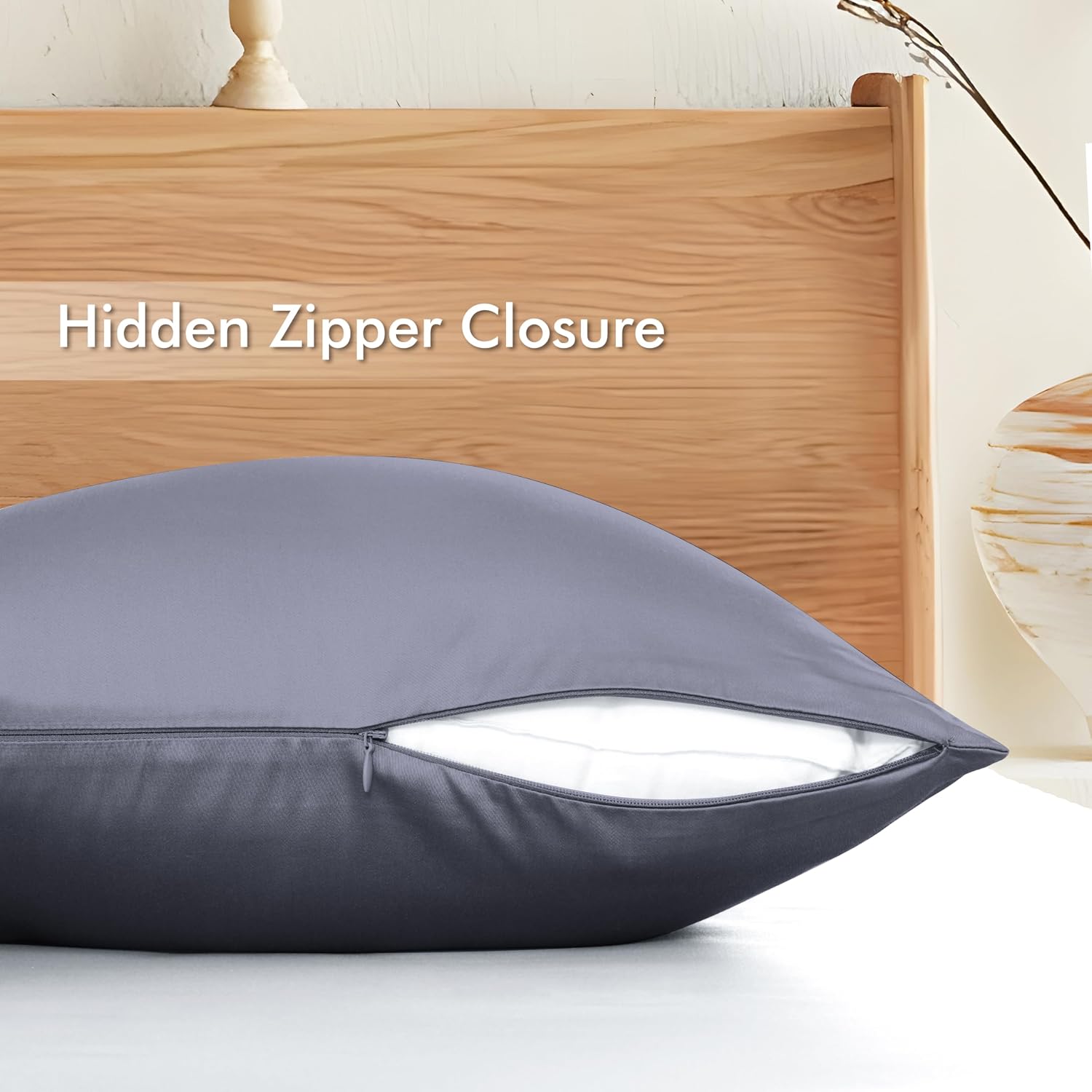 ShunjieHome 4 Pack Bamboo Viscose Pillow Protectors Toddler Size, 400 Thread Count Cooling Zippered Pillowcases for Hot Sleepers & Night Sw…