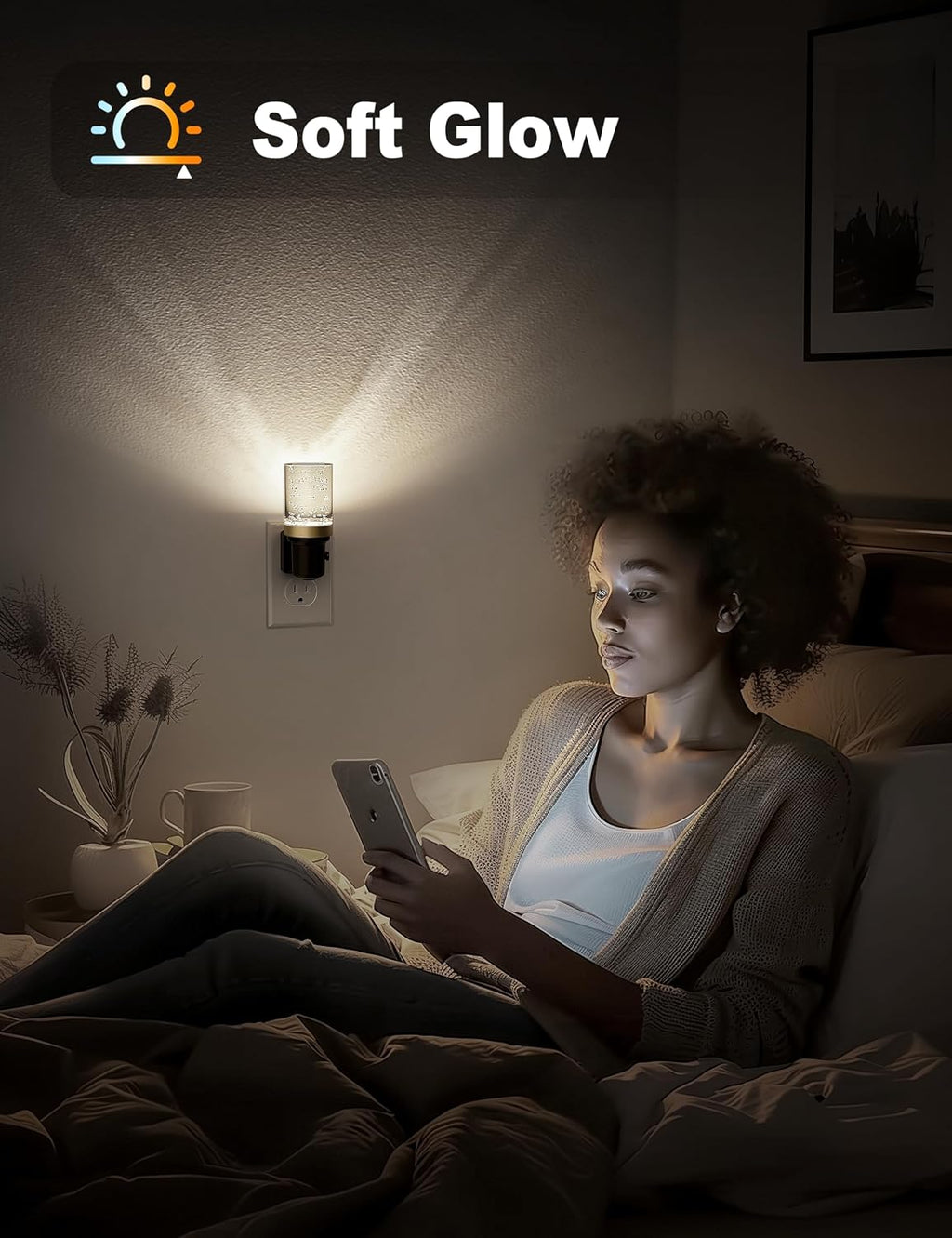 JandCase Night Light, Dimmable Night Lights Plug into Wall, Auto On/Off Light Sensor Nightlight, 5000K Daylight White 0-100LM Brightness…