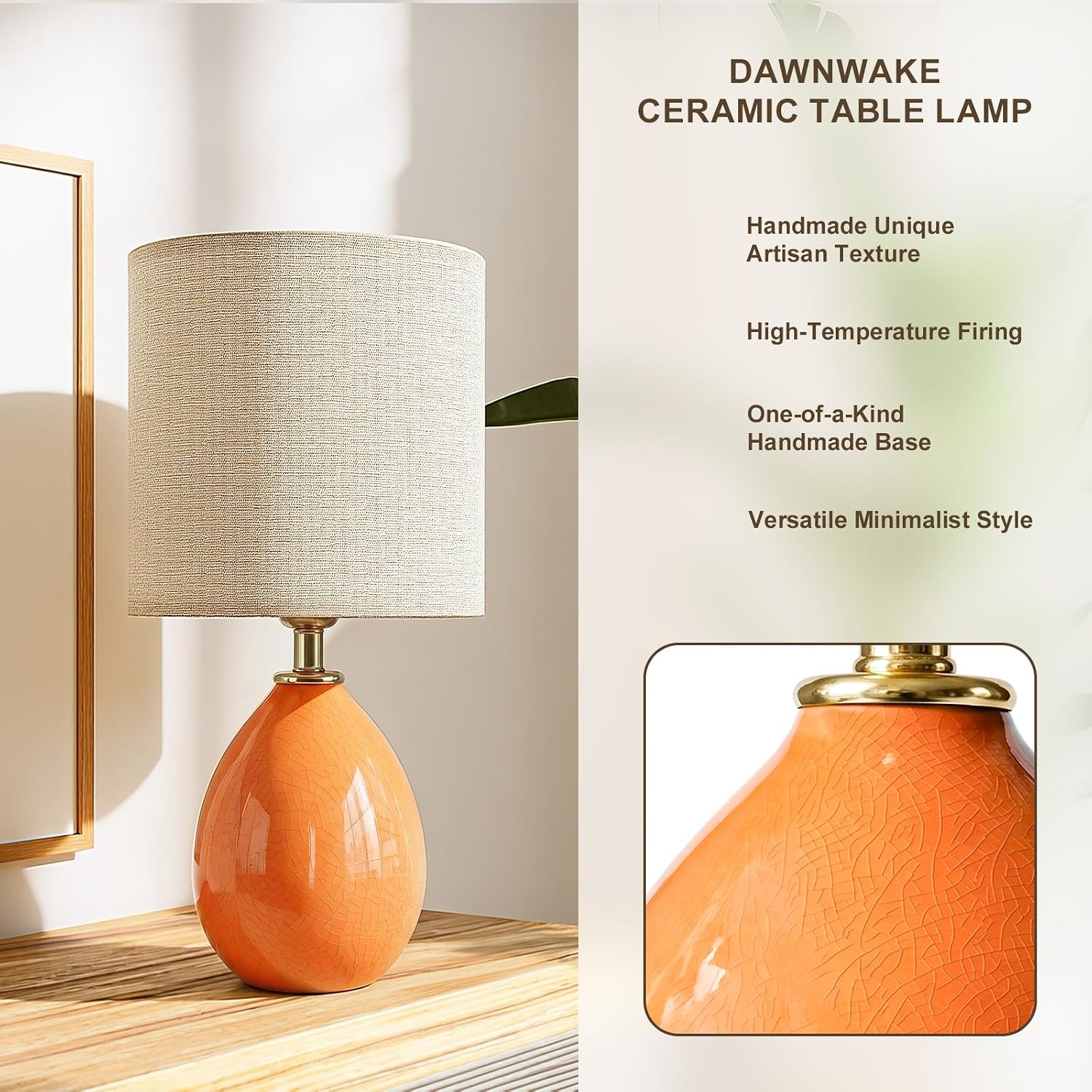 Dawnwake 18.5" Table Lamp Set of 2 for Living Room Bedroom, Bedside Lamps for Night Stands, Desk Nightstand Lamp Dimmable, Modern Linen…