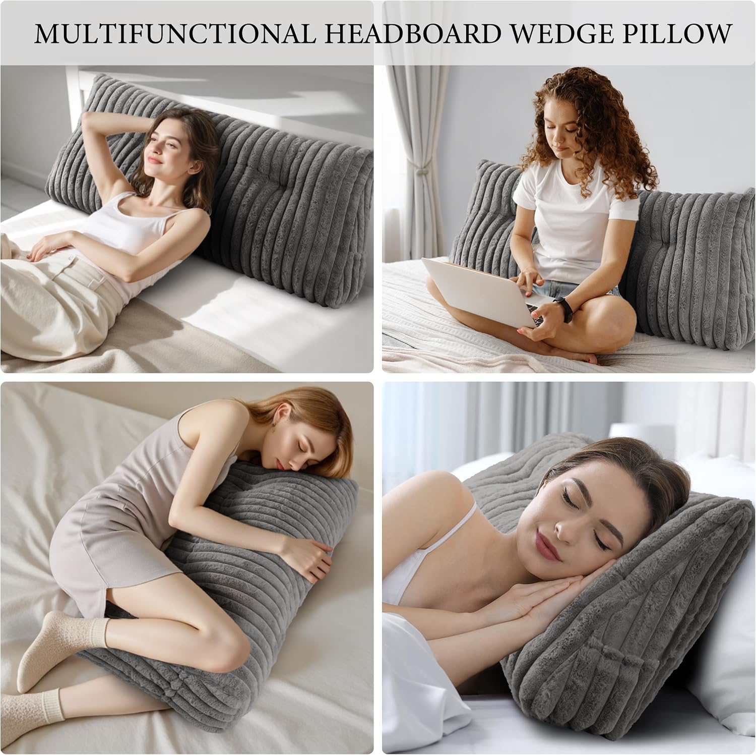 Headboard Pillow Full, Triangular Wedge Pillow Headboard Full, Cushion Headboards Reading Pillows, Backrest Pillows for Sitting in Bed or…