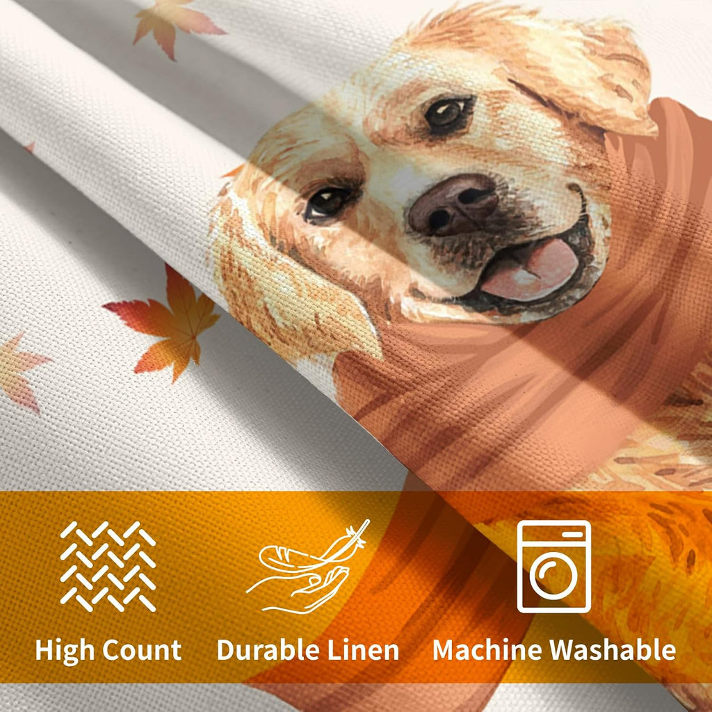 Golden Retriever Dog Fall Throw Pillow Cover Autumn Maple Leaves Farmhouse Pillowcase Cute Pet Modern Thanksgiving Decorative Pillow…