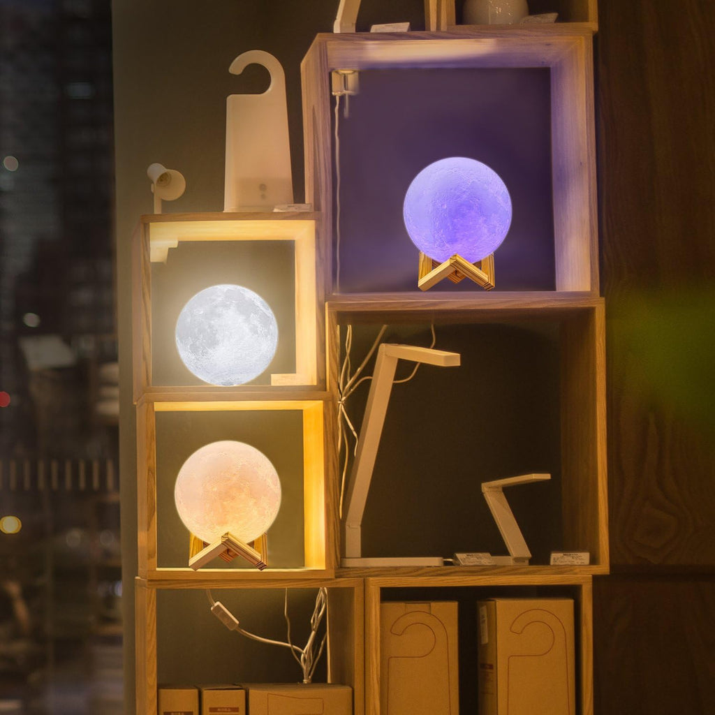 LOGROTATE Moon Lamp, 16 Colors LED Night Light for Kids 3D Printing Moon Light with Stand& Remote/Touch Control & Timing, Moon Light Lamp…