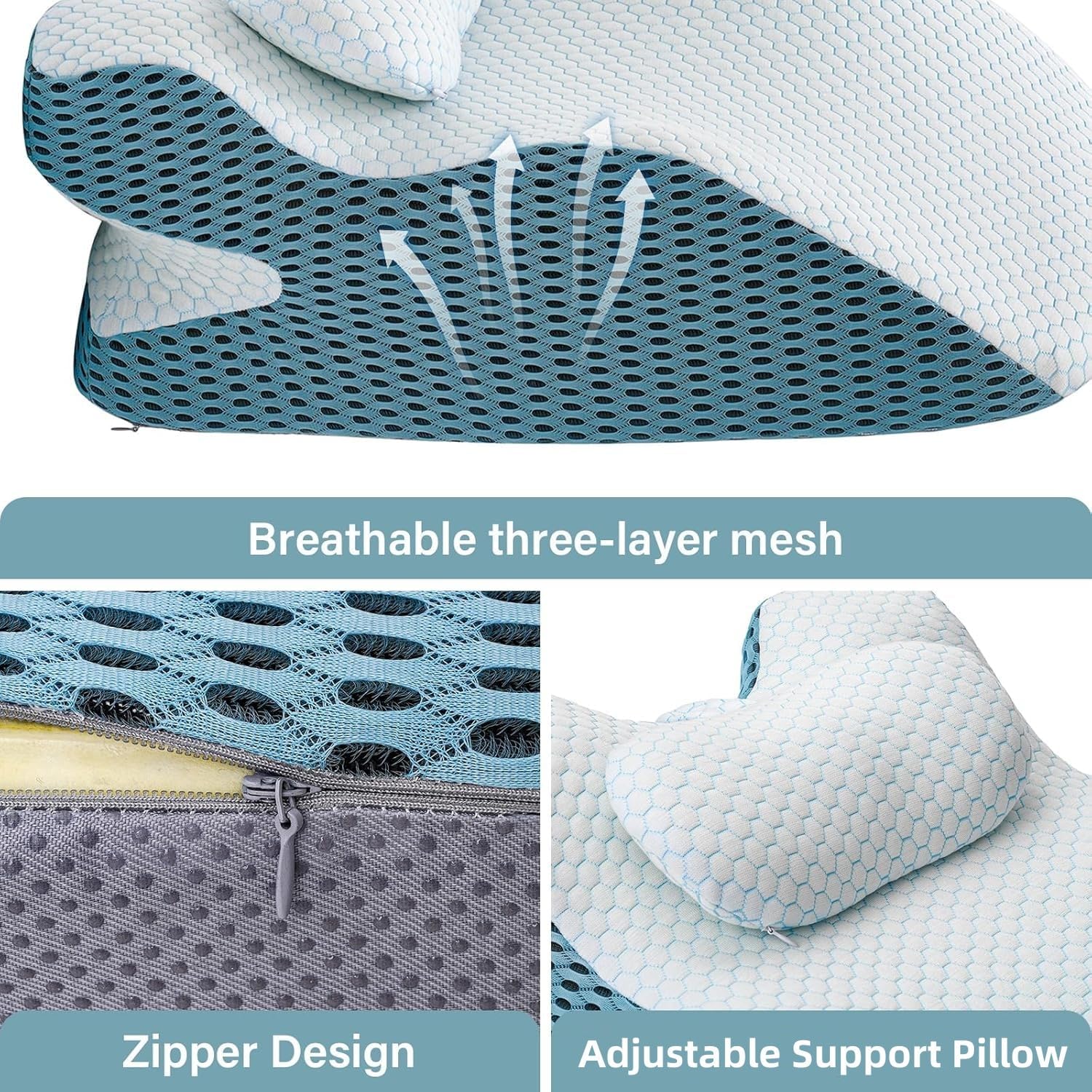Ergonomic Wedge Pillow, Prone Pillow for Reading in Bed, Reading Pillow Wedge Memory Foam Back Support for Women Under 165 lbs