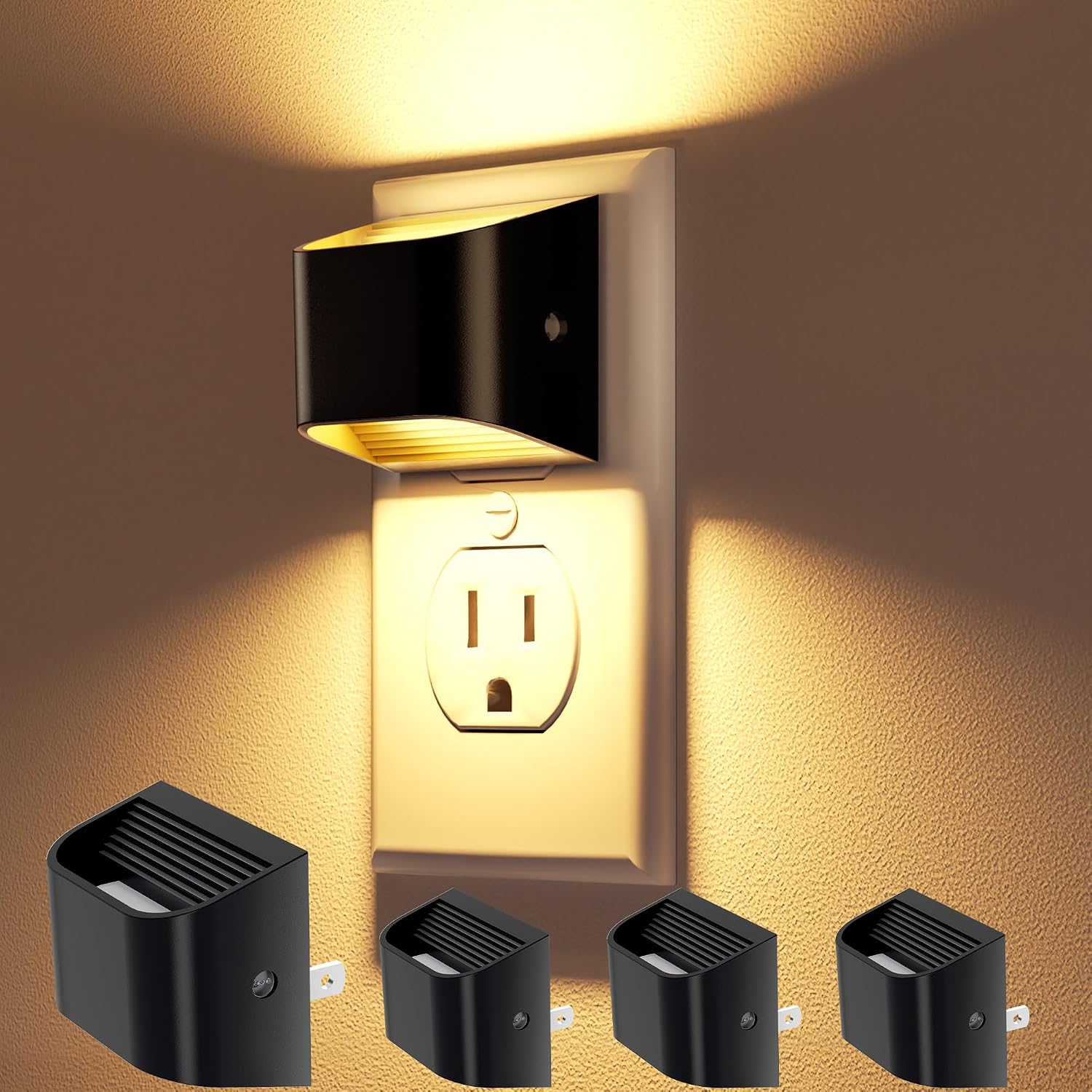 VOLISUN Night Lights Plug into Wall, 4 Pack Up and Down LED Night Light with Dusk to Dawn Light Sensor, 3000K Warm White Nightlight for…