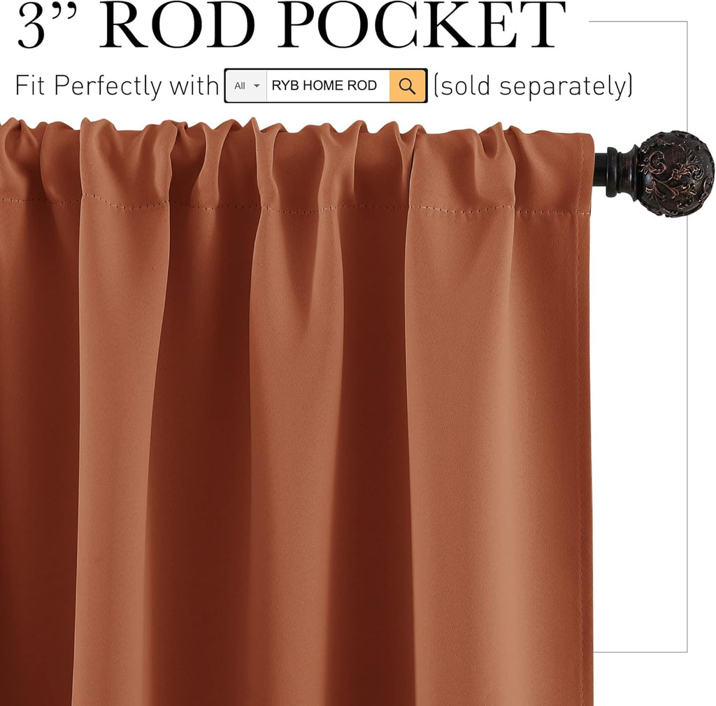 Rybhome RYB HOME Small Window Curtains for Kitchen, Thermal Insulated Privacy Shades Chic Home Decoration for Basement Bathroom Door Window…
