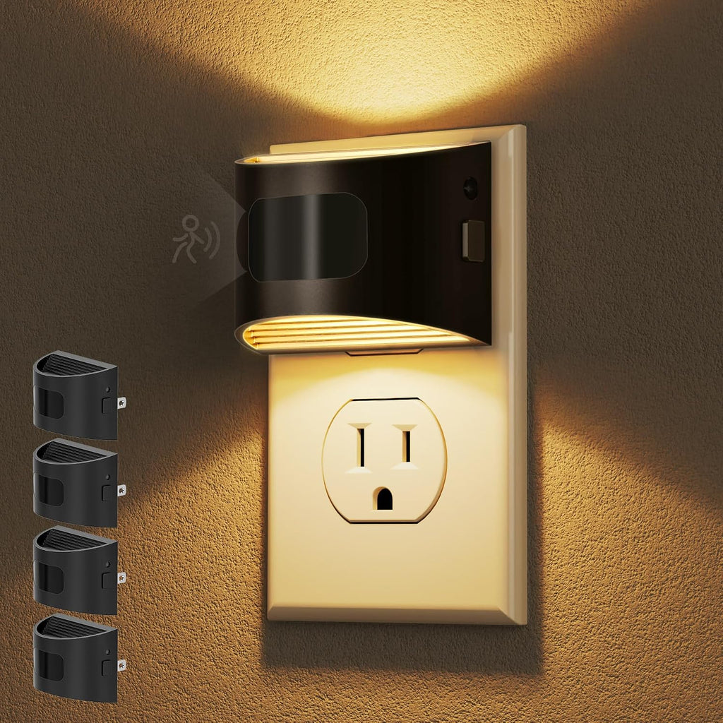 DORESshop LED Night Light[4 Pack], Night Lights Plug into Wall, 3 Mode Plug in Night Light with Motion Sensor, Dusk to Dawn Sensor…
