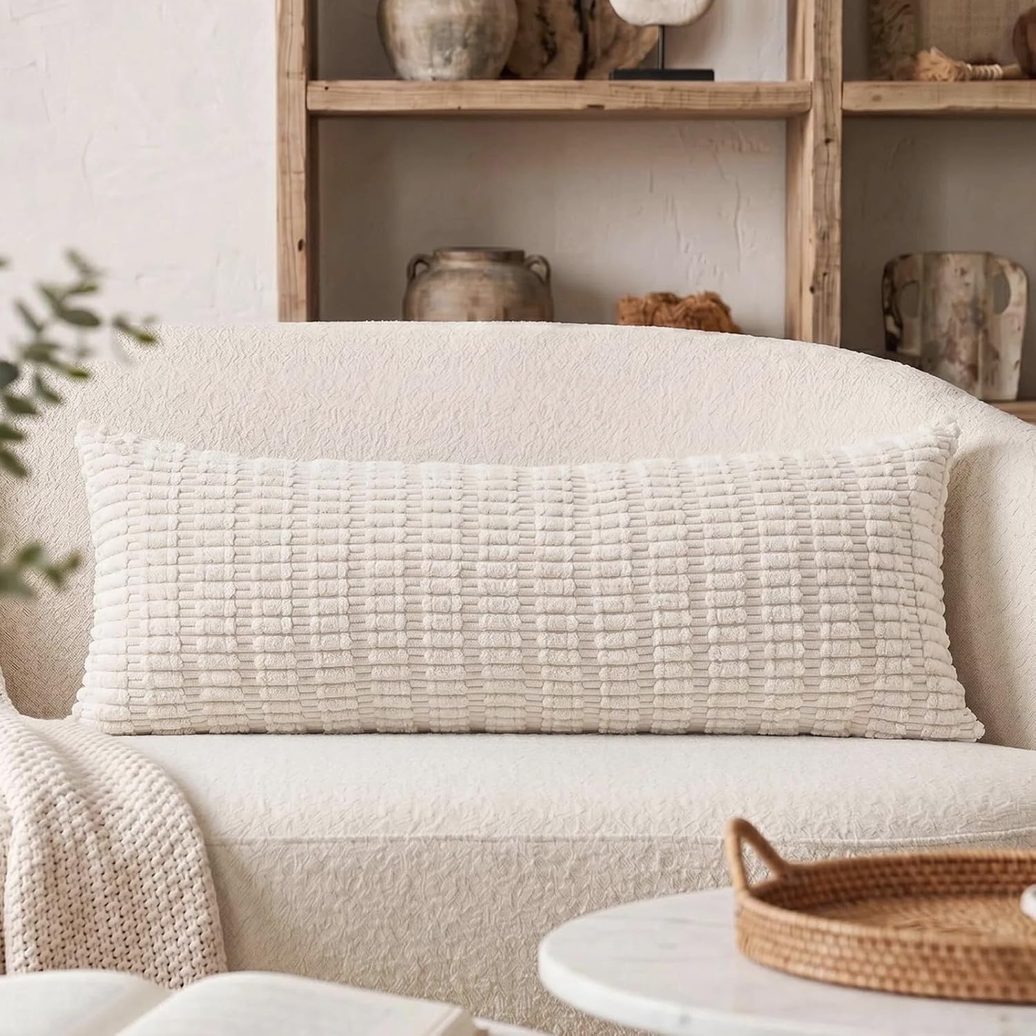 Fancy Homi Decorative Throw Pillow Covers for Bed Couch Bedroom Bench, Soft Corduroy Solid Pillow Case, Rustic Farmhouse Boho Room…
