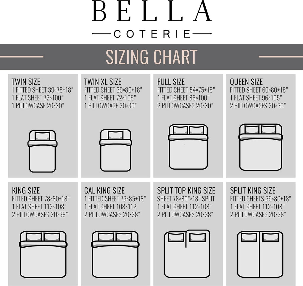 Bella Coterie Luxury Bamboo Viscose Cal King Size Sheet Set | 100% Organically Grown | Ultra Soft | Cooling for Hot Sleepers | 18" Deep…
