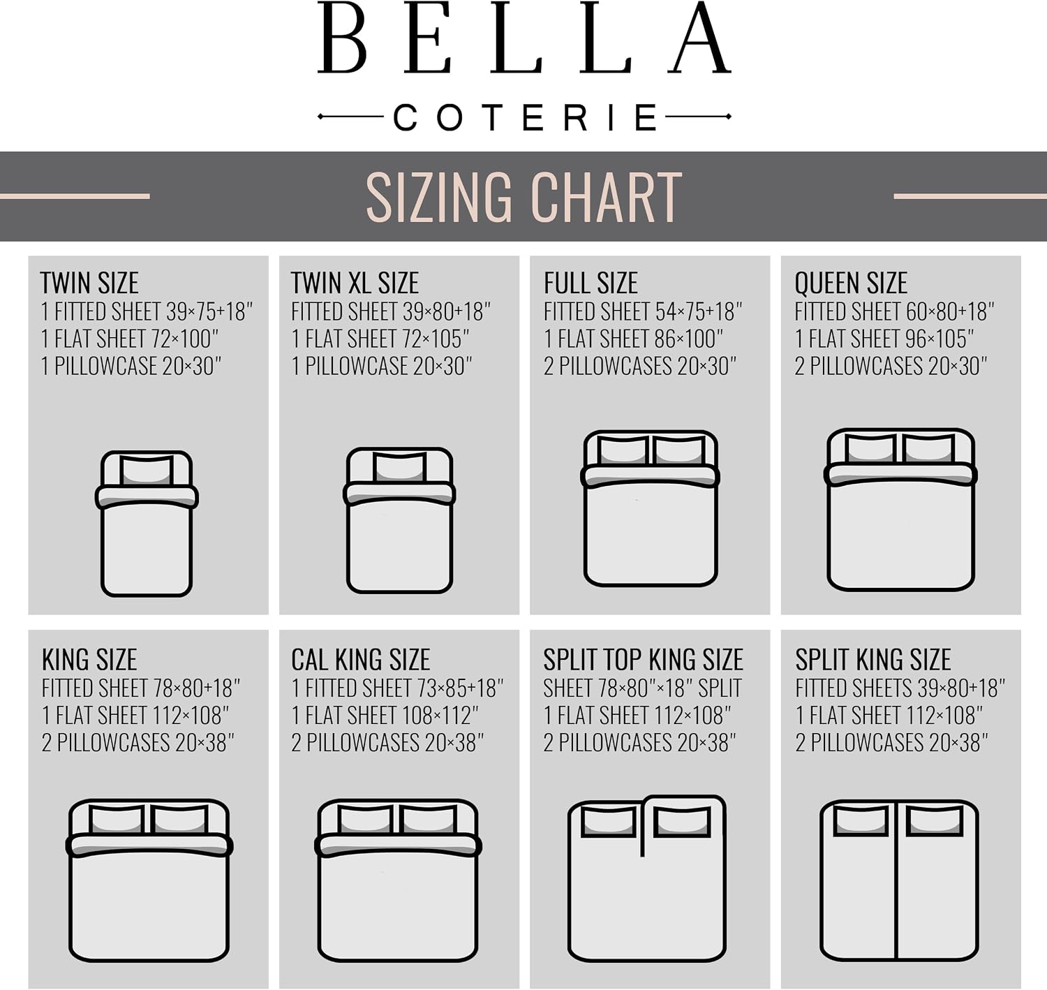 Bella Coterie Luxury Bamboo Viscose Twin XL Size Sheet Set | 100% Organically Grown | Ultra Soft | Cooling for Hot Sleepers | 18" Deep…