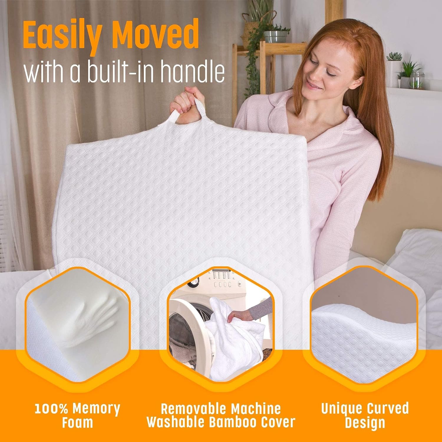 Aeris Wedge Pillow for Sleeping, Acid Reflux, and Snoring - Memory Foam Bed Wedge with 19-Degree Incline - Post-Surgery Recovery…