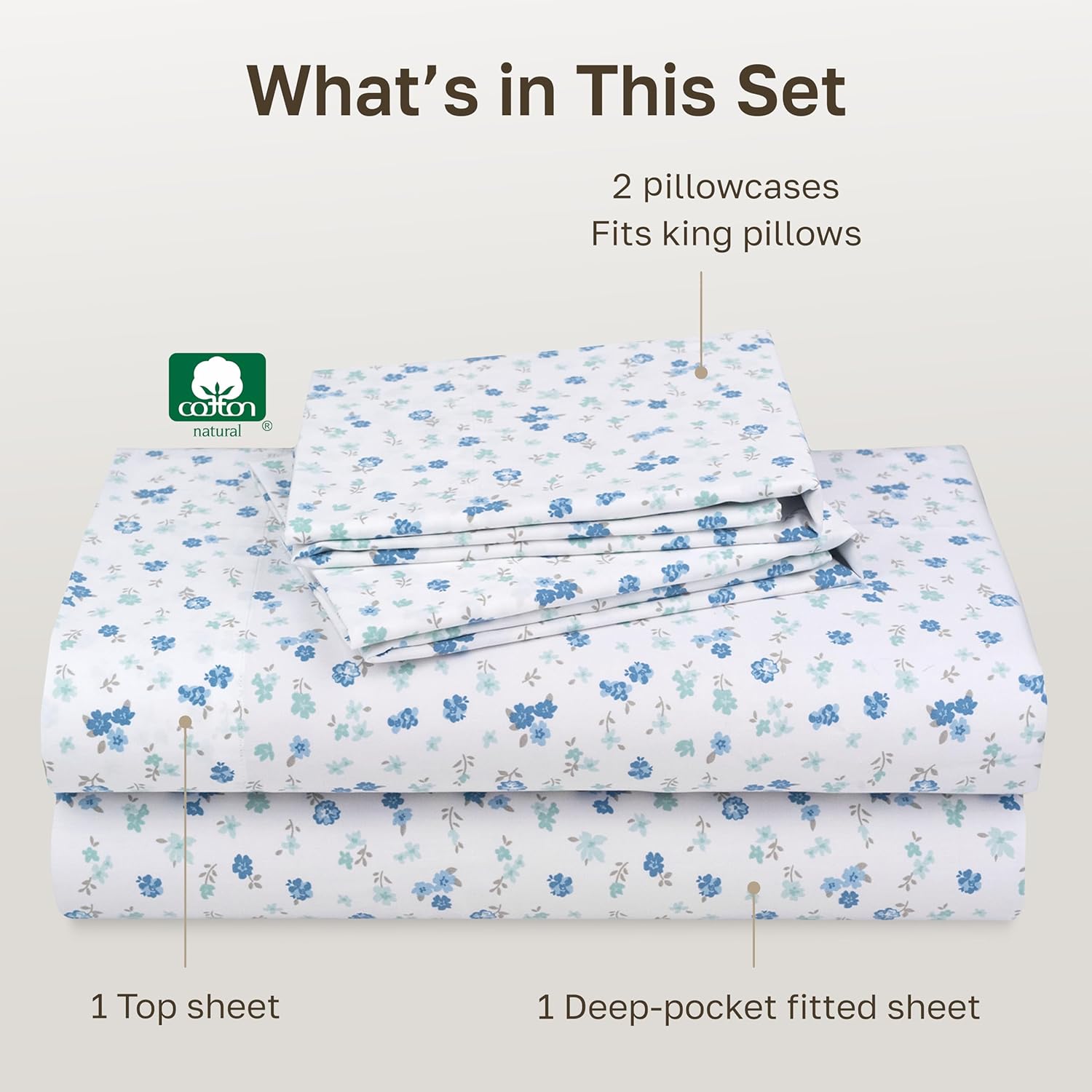 CaliforniaDesignDen California Design Den Soft King Size 100% Cotton Sheet Sets, 400 TC Good Housekeeping Award Winner, Smooth Sateen Finis…