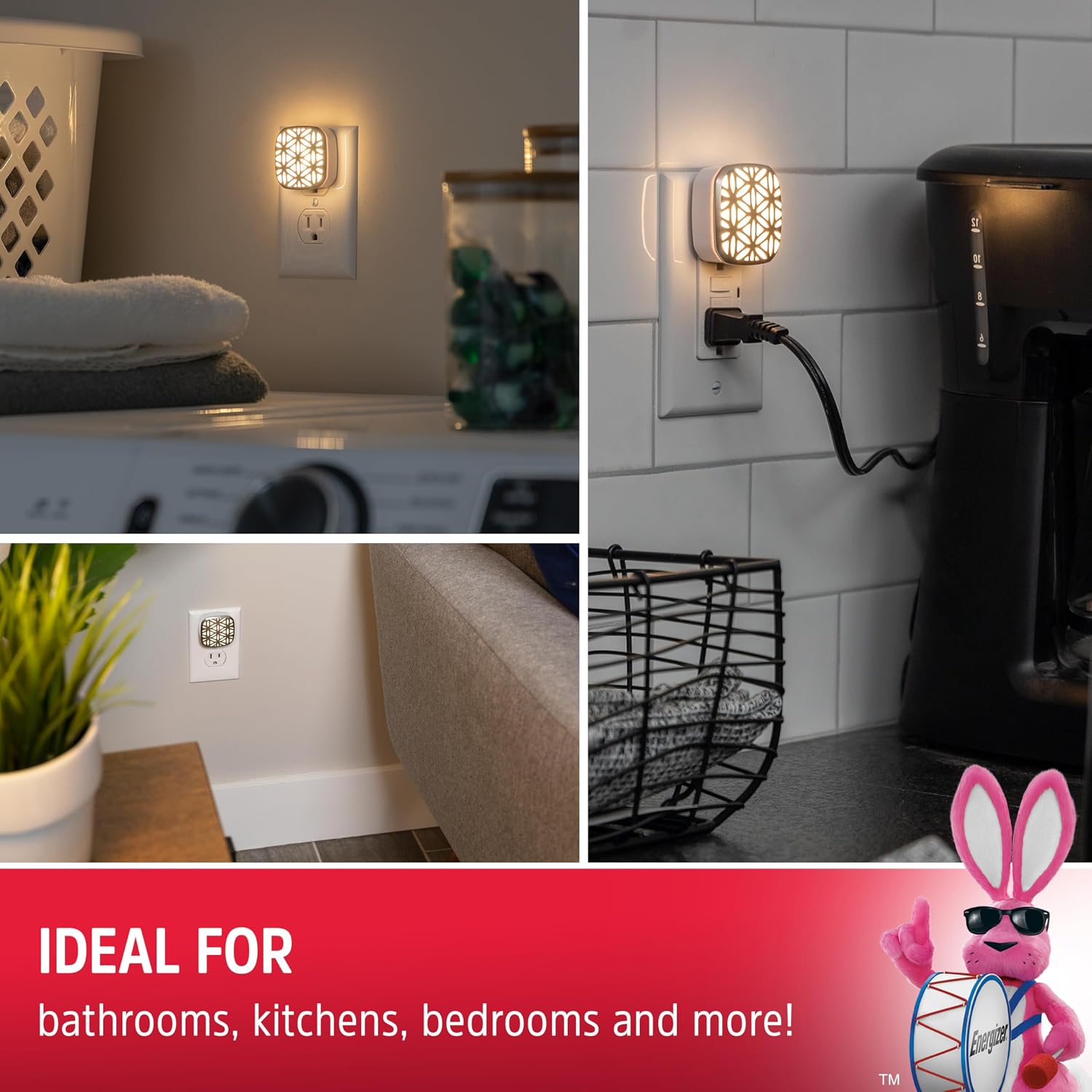 Energizer LED Floral Decorative Night Lights Plug into Wall Home Decor Apartment Essentials Ambient Lighting Nightlight Brushed Nickel…