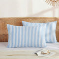 Merryword Blue and White Striped Pillowcases, 100% Cotton Pillow Cases, Queen Size Pillowcases, Soft Breathable Ribbon Stripe Pillow Covers…