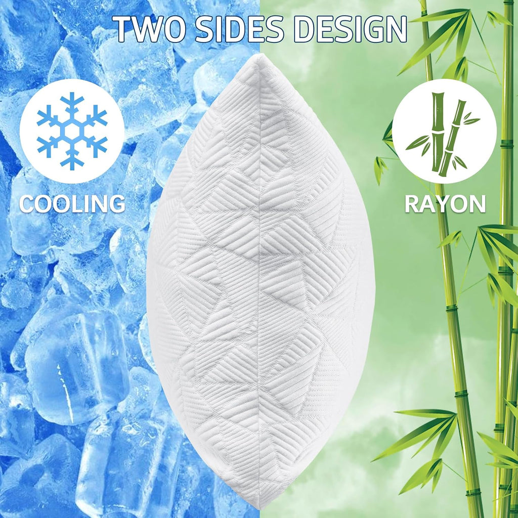 BETU Cooling Pillows Queen Size Set of 2, Shredded Memory Foam Pillows Cool for Hot Sleepers, Adjustable Firm Soft Support Bed Pillows…
