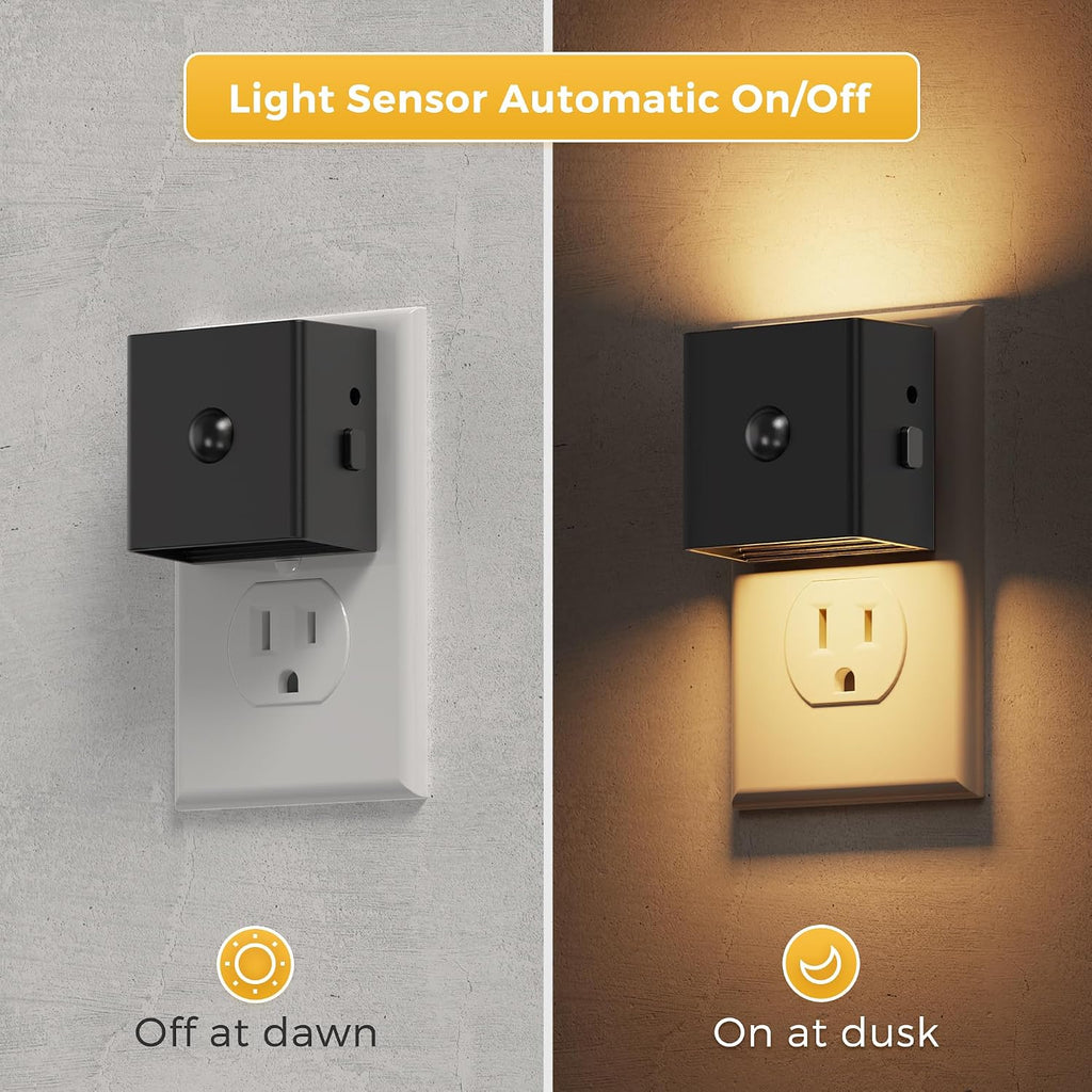 L LOHAS LED Motion Sensor Night Light,[4-Pack] Plug in Night Light with Dusk to Dawn Sensor, Brightness Adjustable,3000K Soft White…