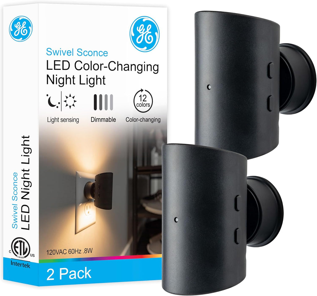 GE Directional Plug in Wall Sconce Night Light, Adjustable Swivel Accent Lighting with Dusk to Dawn Sensor, Dimmable Warm White &…