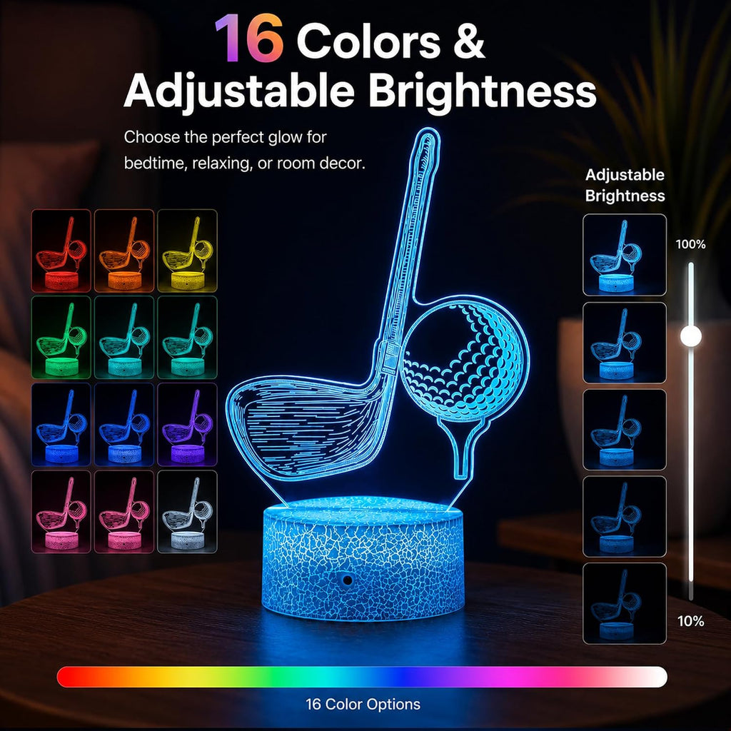 Golf Illusion Night Light, Remote, 16 Colors Changing RGB Flashing Mode Dimmable LED Lamp, Birthday Holiday Gifts for Boys Girls Teens…