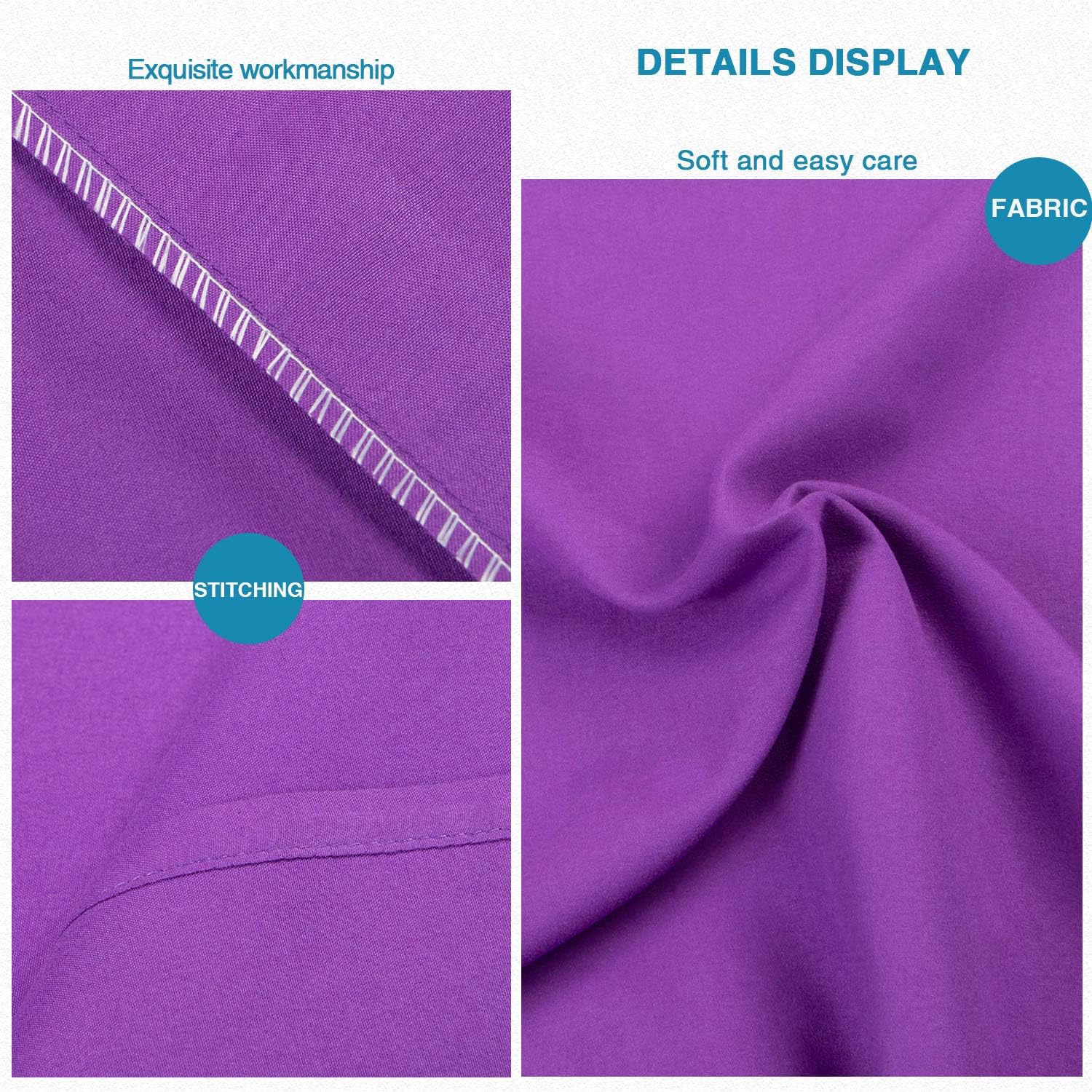 FLXXIE Pillow Cases Queen, Soft Microfiber Pillow Covers with Envelope Closure, Wrinkle Resistant Pillowcases, 2 Piece Set, 20x30, Purple