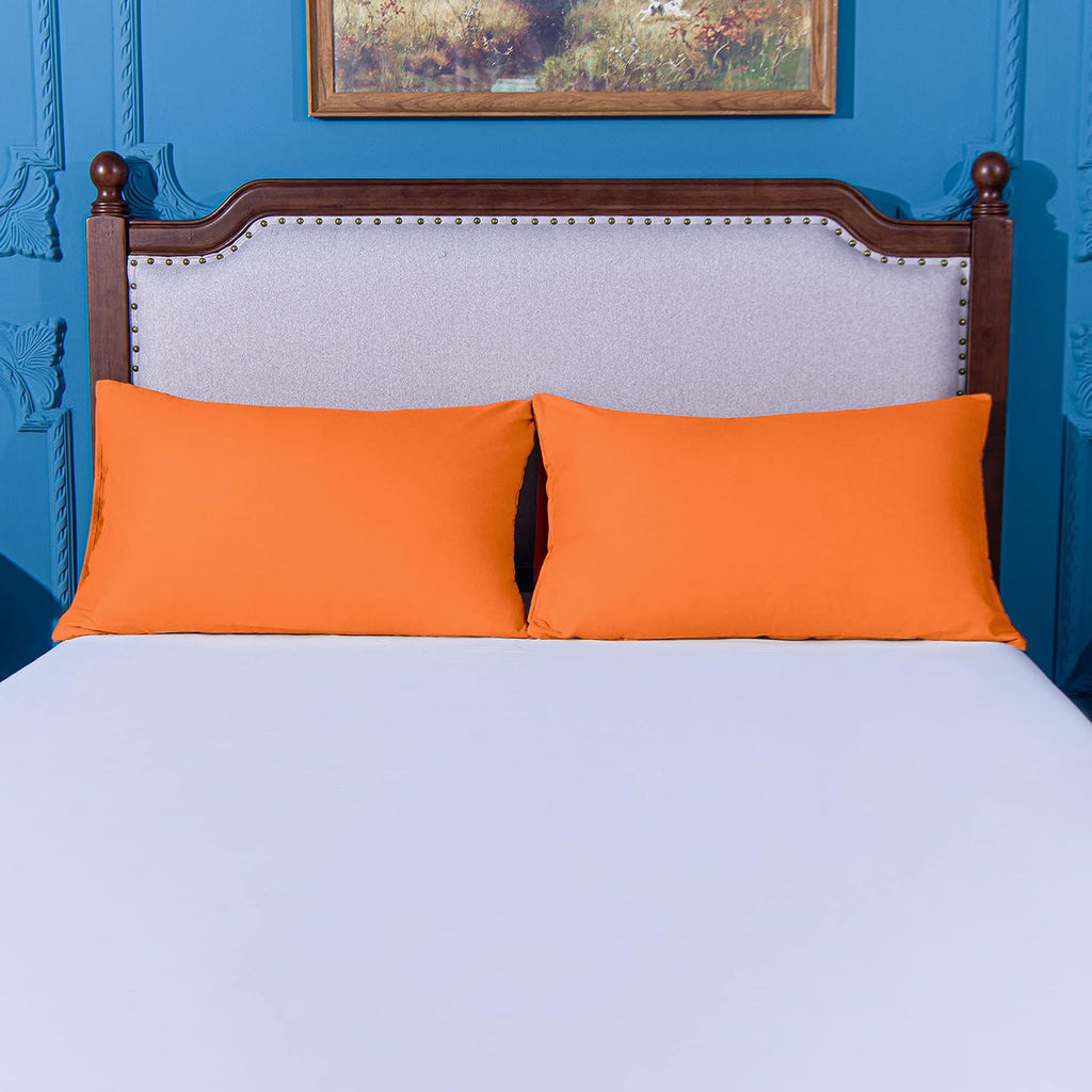 Ntbay King Pillowcase Set - 2 Pack Brushed Microfiber 20x40 Pillowcases - Soft, Wrinkle-Free, Fade-Resistant, Stain-Resistant, Orange Pillo…