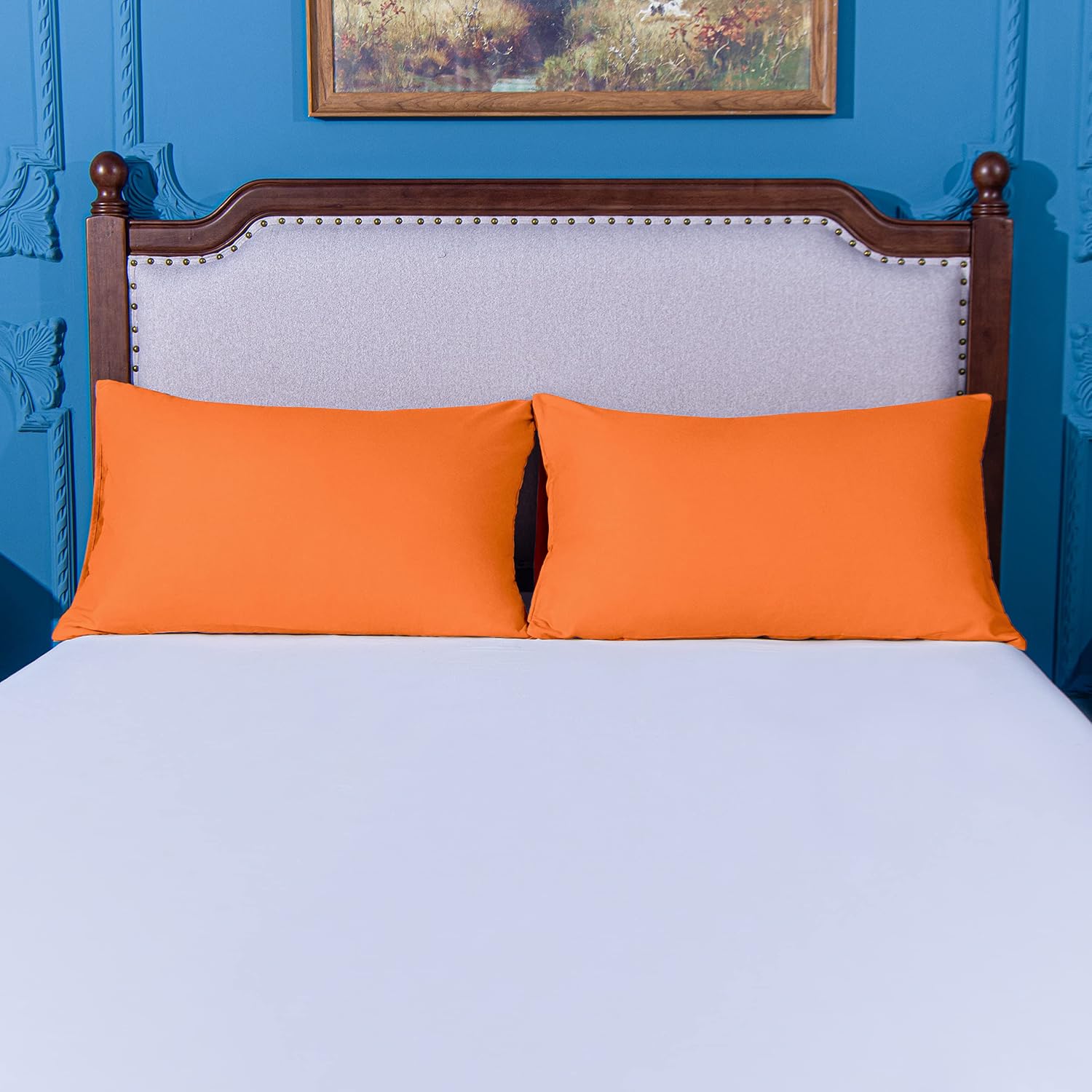 Ntbay King Pillowcase Set - 2 Pack Brushed Microfiber 20x40 Pillowcases - Soft, Wrinkle-Free, Fade-Resistant, Stain-Resistant, Orange Pillo…