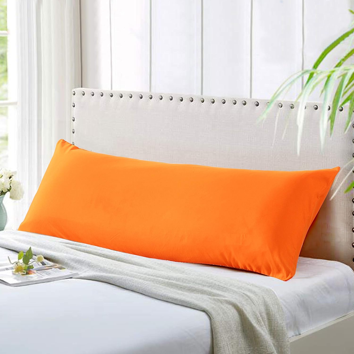 Evolive Ultra Soft Microfiber Body Pillow Cover/Pillowcases 21"x54" with Hidden Zipper Closure (21"x54" Body Pillow Cover, Orange)
