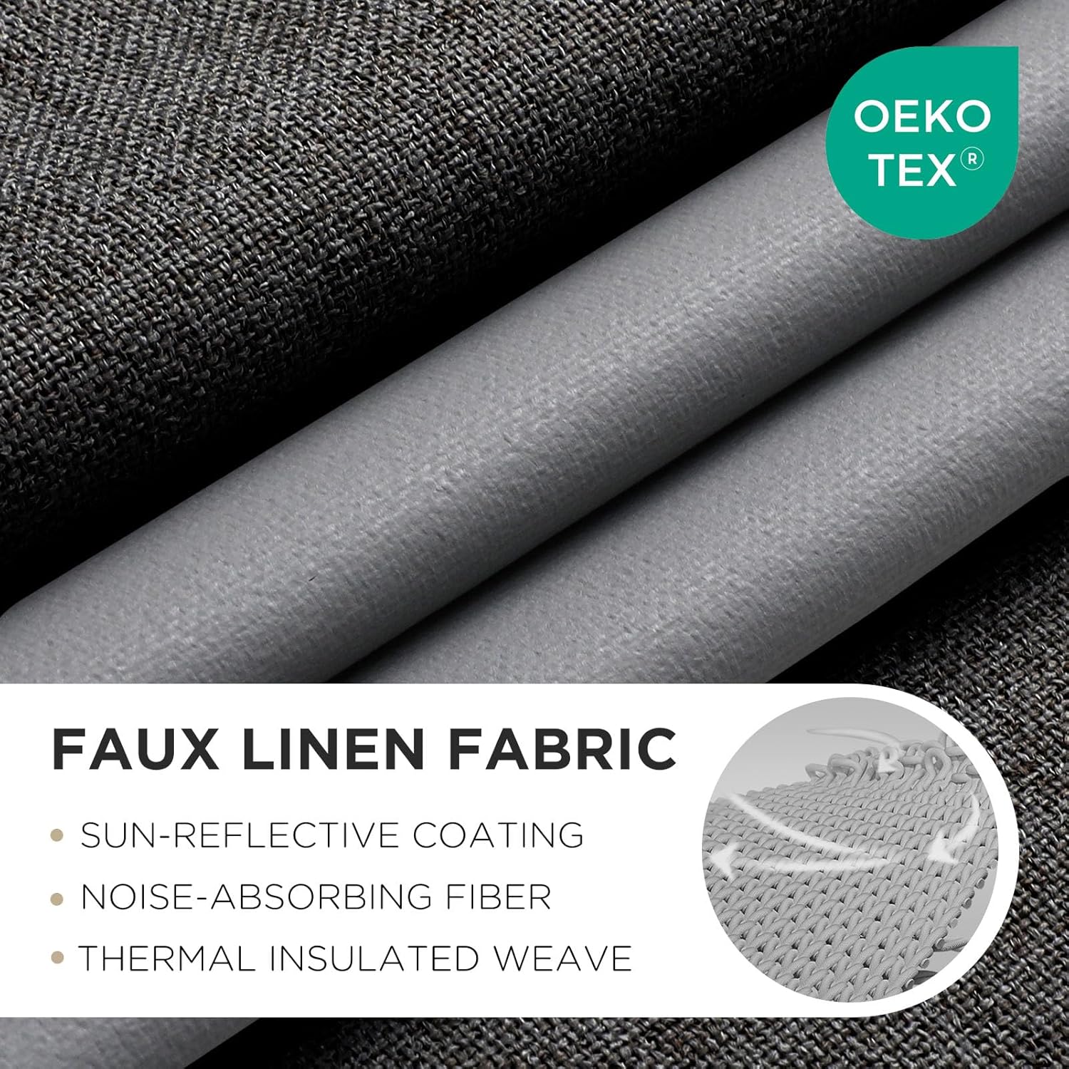 Joydeco Charcoal Grey Blackout Curtains 90 Inches Long, Curtains 90 Inch Length 1 Panel for Bedroom, Thermal Insulated Linen Black Out…