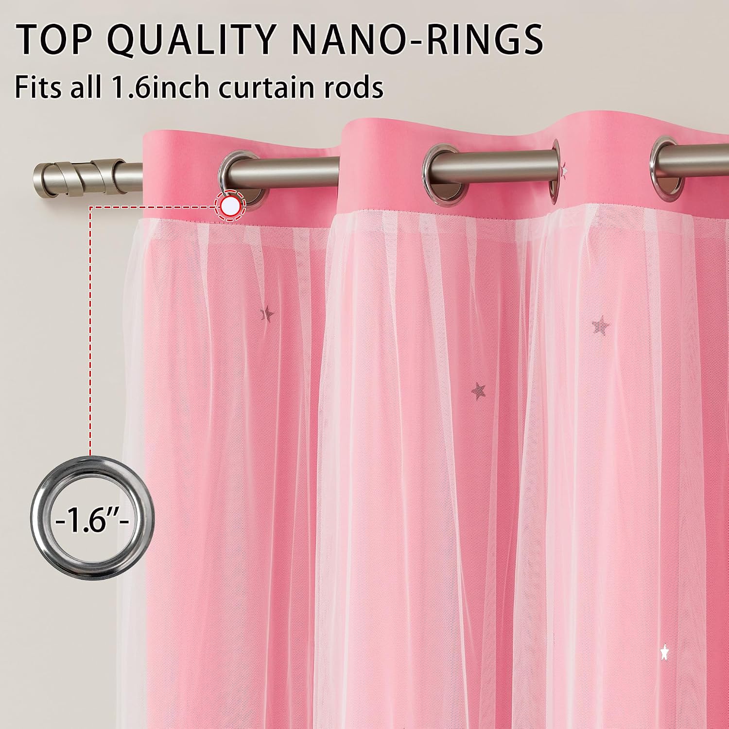 Addsomecolortolife XiDi Pink Curtains for Bedroom, Girls Room Blackout Curtains, Kids Room Darkening Curtains, Hot Pink Decor, 1 Panel 1.6…