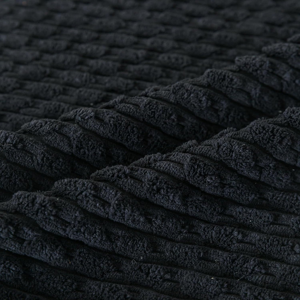 Cozoomy Set of 4 Black Decorative Throw Pillow Covers 12x20 Inch Corduroy Pillow Covers for Bed Couch Sofa Living Room Soft Cushion Cases 2…