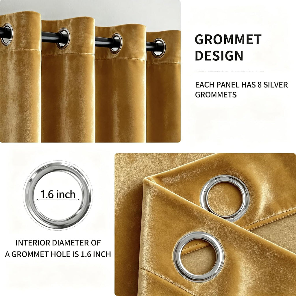 MIULEE Velvet Curtains Golden Elegant Grommet Thermal Insulated Soundproof Room Darkening Curtains/Drapes for Classical Living Room…