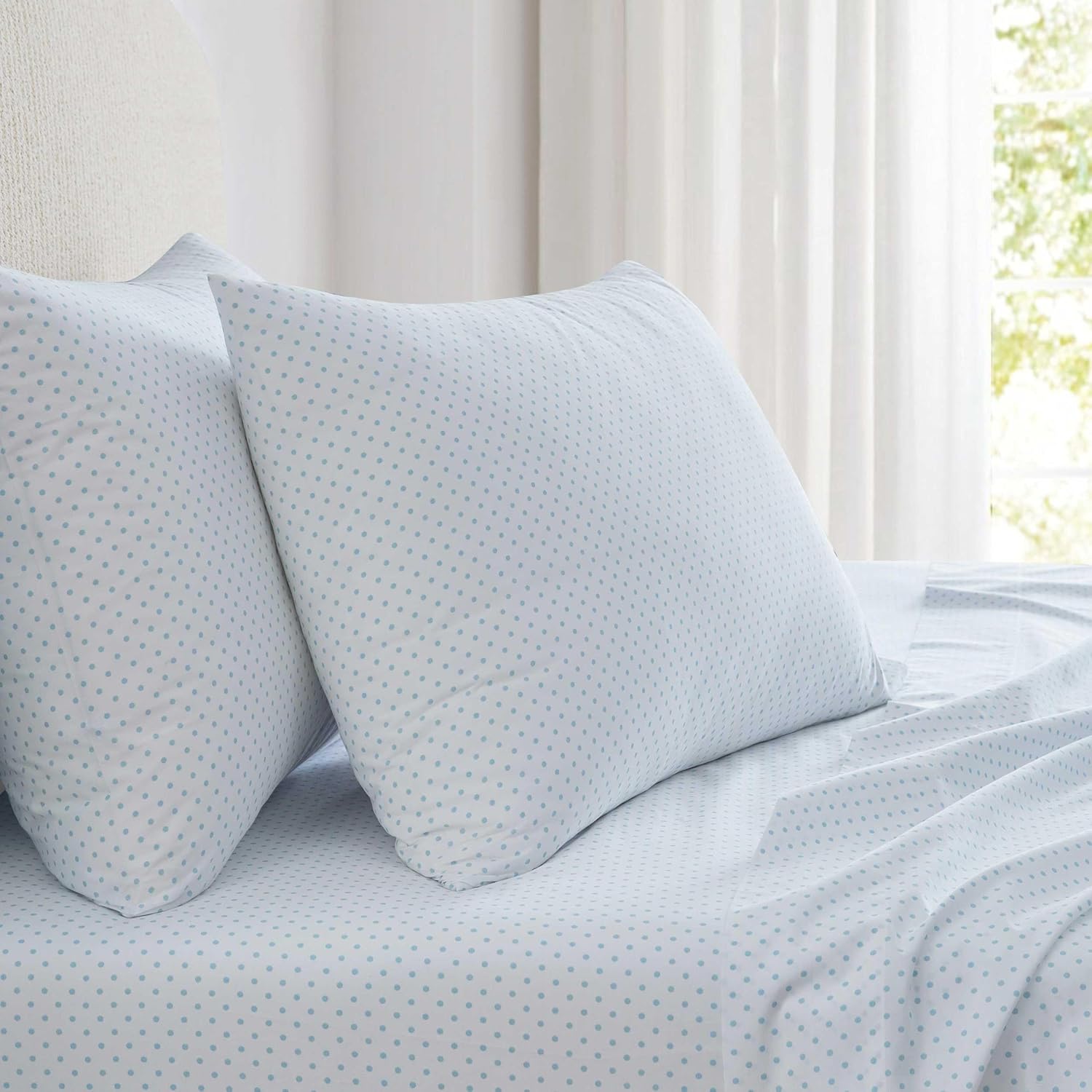 MarthaStewart Martha Stewart - Full Size Sheets Set, Crisp & Tailored Cooling Sheets with a Naturally Smooth Cotton Percale Lightweight Fee…