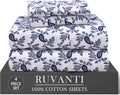 Ruvanti 100% Cotton Percale Sheets Twin Size 4 Piece Set, Cooling Bed Sheets for Hot Sleepers, Deep Pocket 16”, Breathable Lightweight & Du…