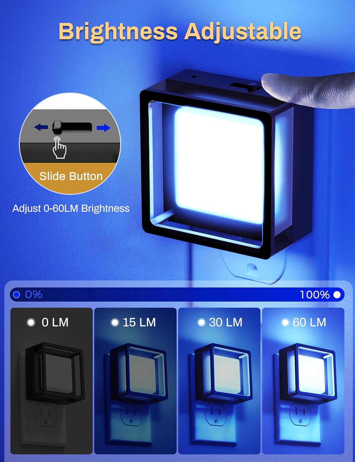 DORESshop Blue Night Light [2 Pack], Night Lights Plug Into Wall, Night Light Dusk to Dawn Sensor, LED NightLight Adjustable Brightness…