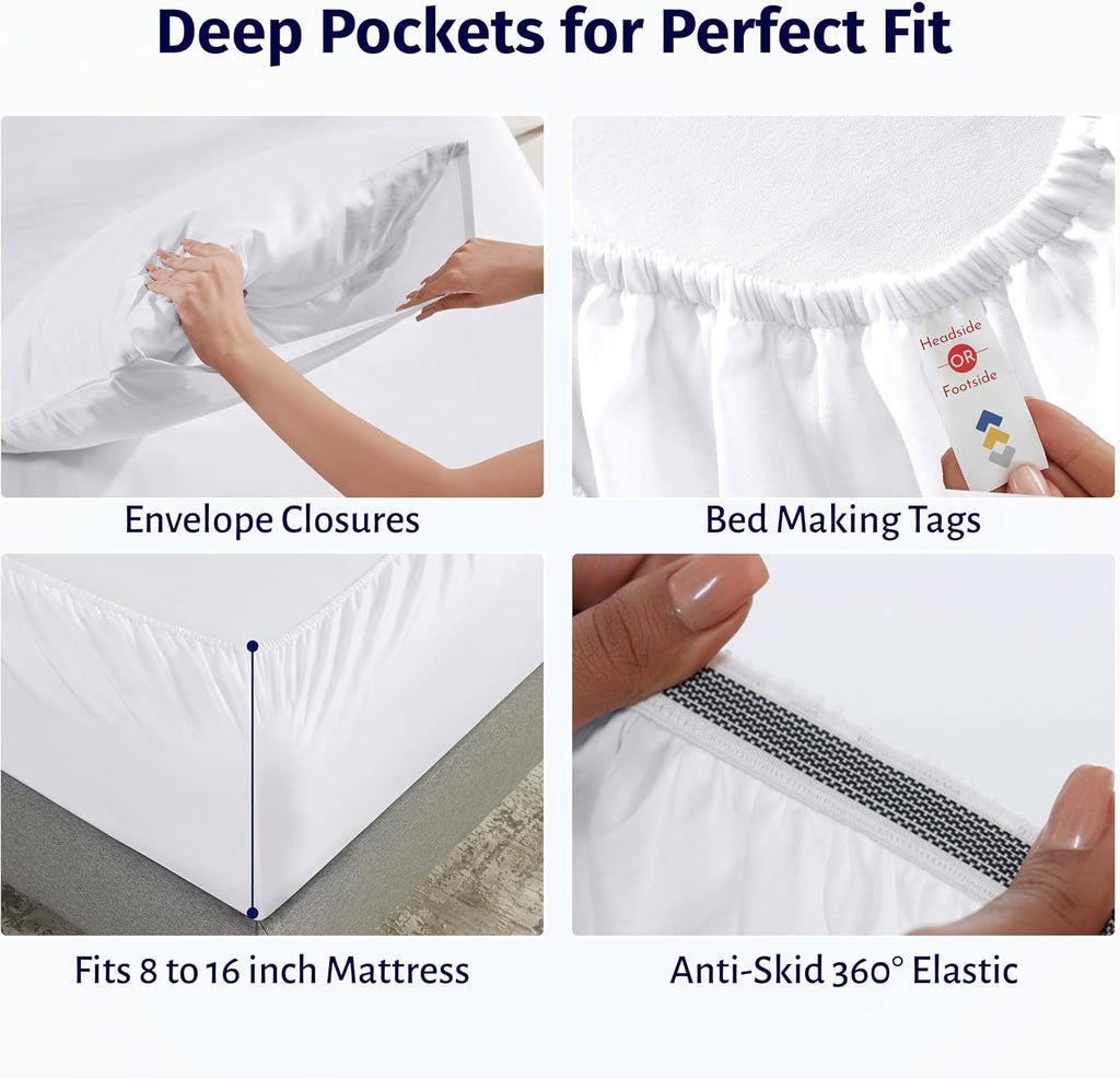 CaliforniaDesignDen California Design Den Deep Pocket California King Sheet Set - Certified 100% Egyptian Cotton Bed Sheets, Lightweight &…