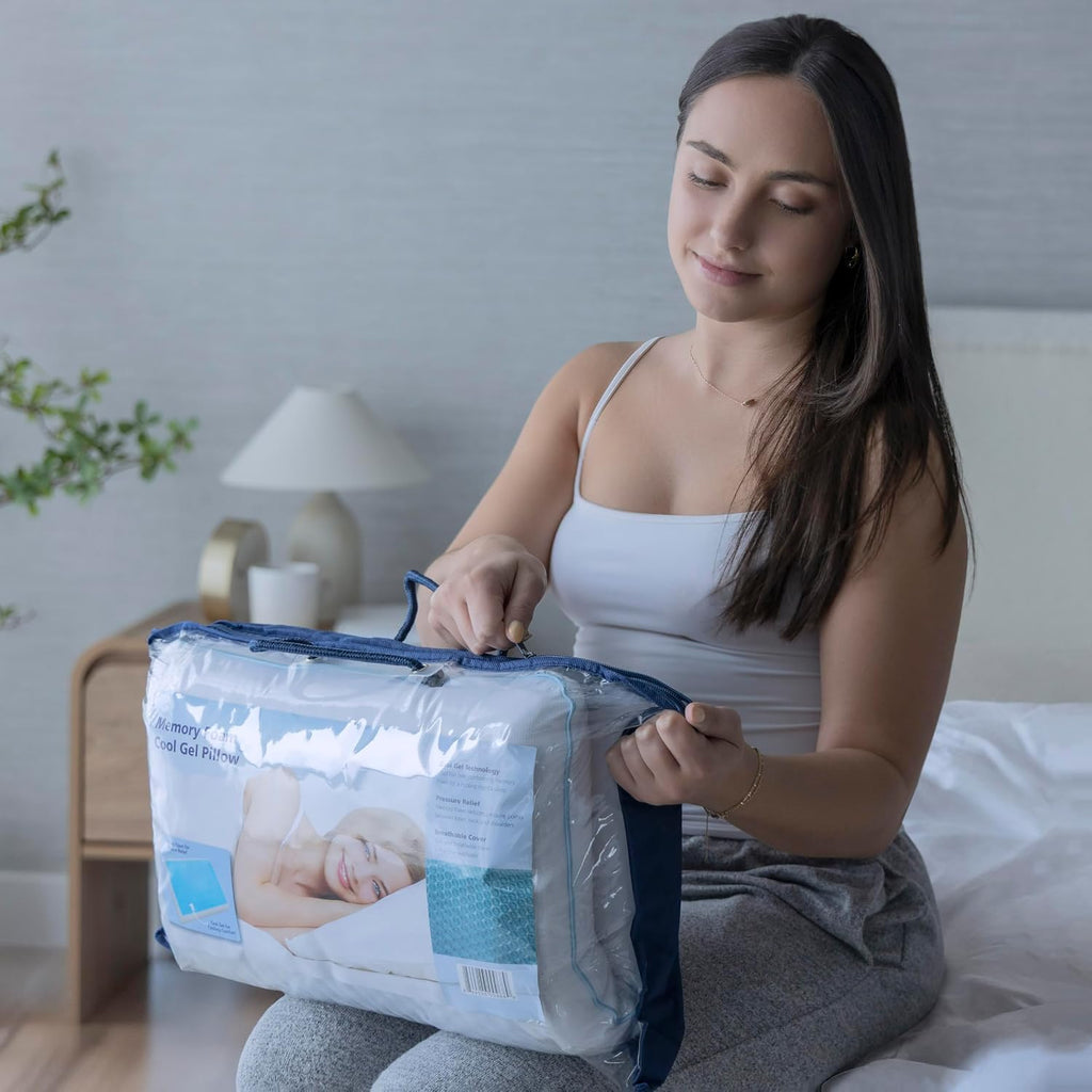 Coolgel Cool Gel Cooling Pillow for Sleeping, Standard Size Cooling Memory Foam Pillow for Hot Sleepers, Reversible Ergonomic Design, Press…