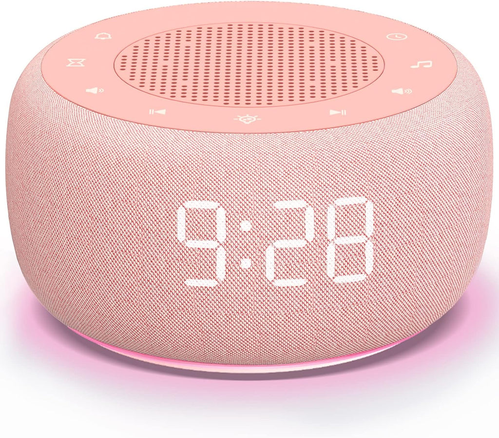 Buffbee Sound Machine & Alarm Clock 2-in-1-0-100% Display Dimmer, Under Light, Sleep Timer, Precise 30-Level Volume Control White Noise…