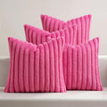 Miulee Faux Fur Plush Decorative Throw Pillow Covers 18x18 Set of 4, Spring Modern Soft Fuzzy Striped Cushion Covers for Sofa Couch Bed Liv…