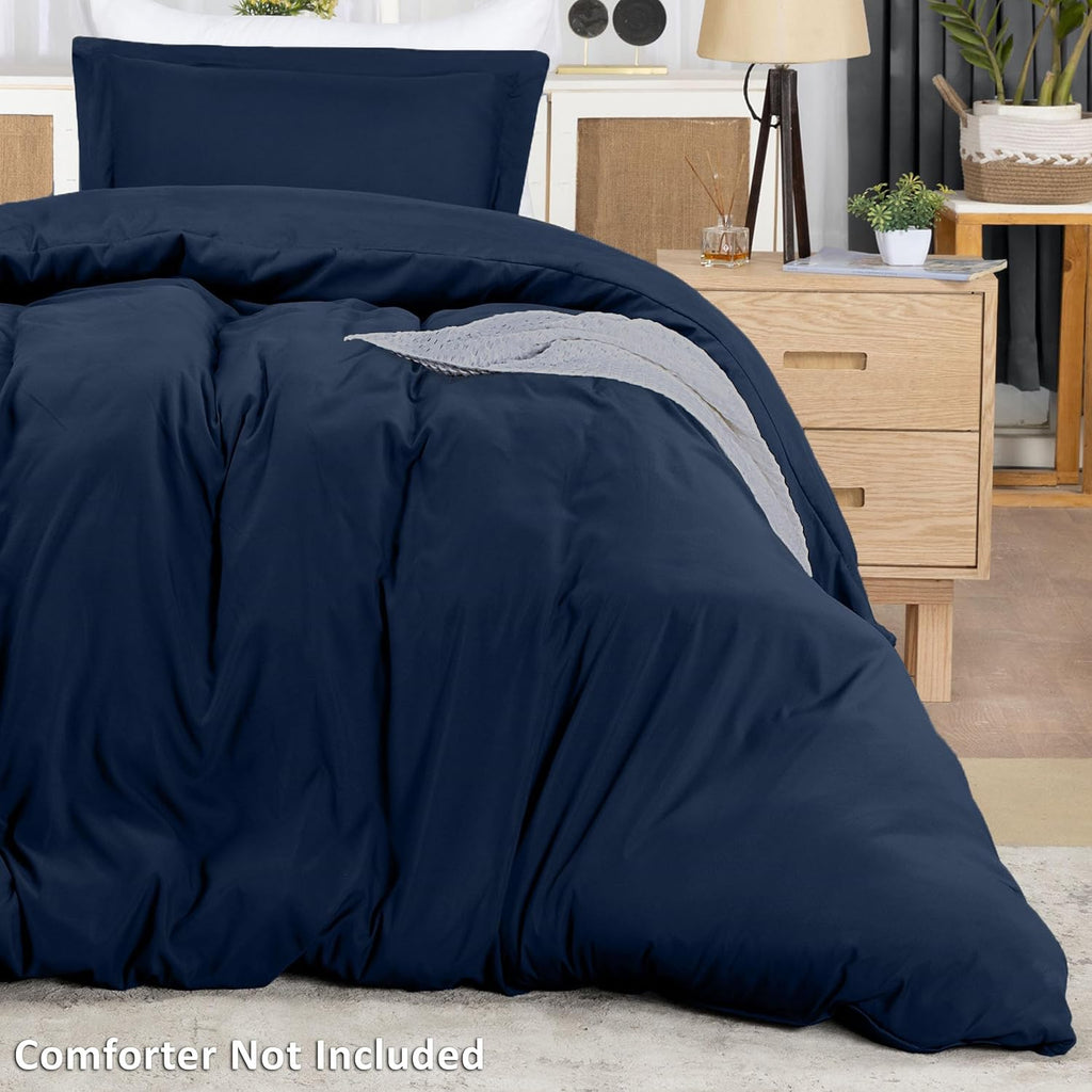 Utopia Bedding Duvet Cover Twin Size - 2 Piece with Zipper Closure - 1 Comforter Cover 68X90 Inches & 1 Pillow Sham 20X26 Inches (Navy)…