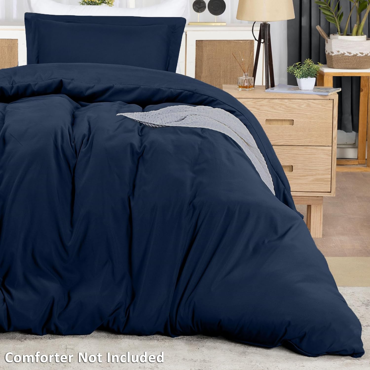 Utopia Bedding Duvet Cover Twin Size - 2 Piece with Zipper Closure - 1 Comforter Cover 68X90 Inches & 1 Pillow Sham 20X26 Inches (Navy)…