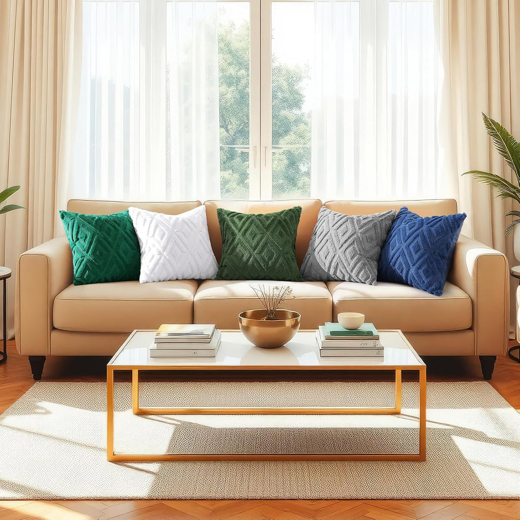 decorUhome Summer Couch Euro Sham Throw Pillow Covers 22x22 Set of 2, Decorative Soft Plush Faux Fur Wool Accent Pillow Covers for Modern F…