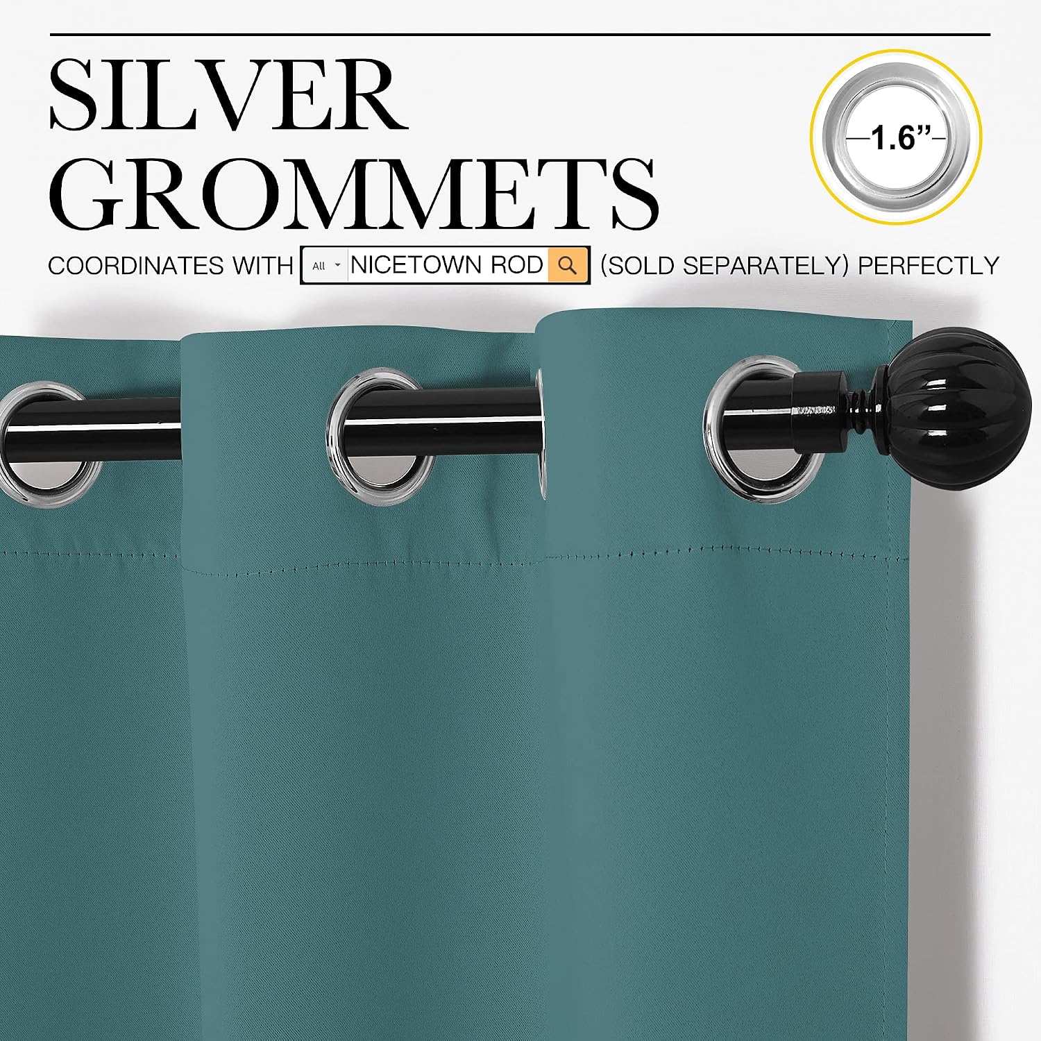 NICETOWN Patio Glass Door Panels - Blackout Curtains for Bedroom/Living Room, Privacy Panel Drapes for Dining Room and Guest Room (Sea…