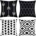 Tosewever Set of 4 Decorative Geometric 20 x 20 Inches Throw Pillow Covers - Modern Pattern Linen Square Pillow Cushion Case for Sofa Couch…