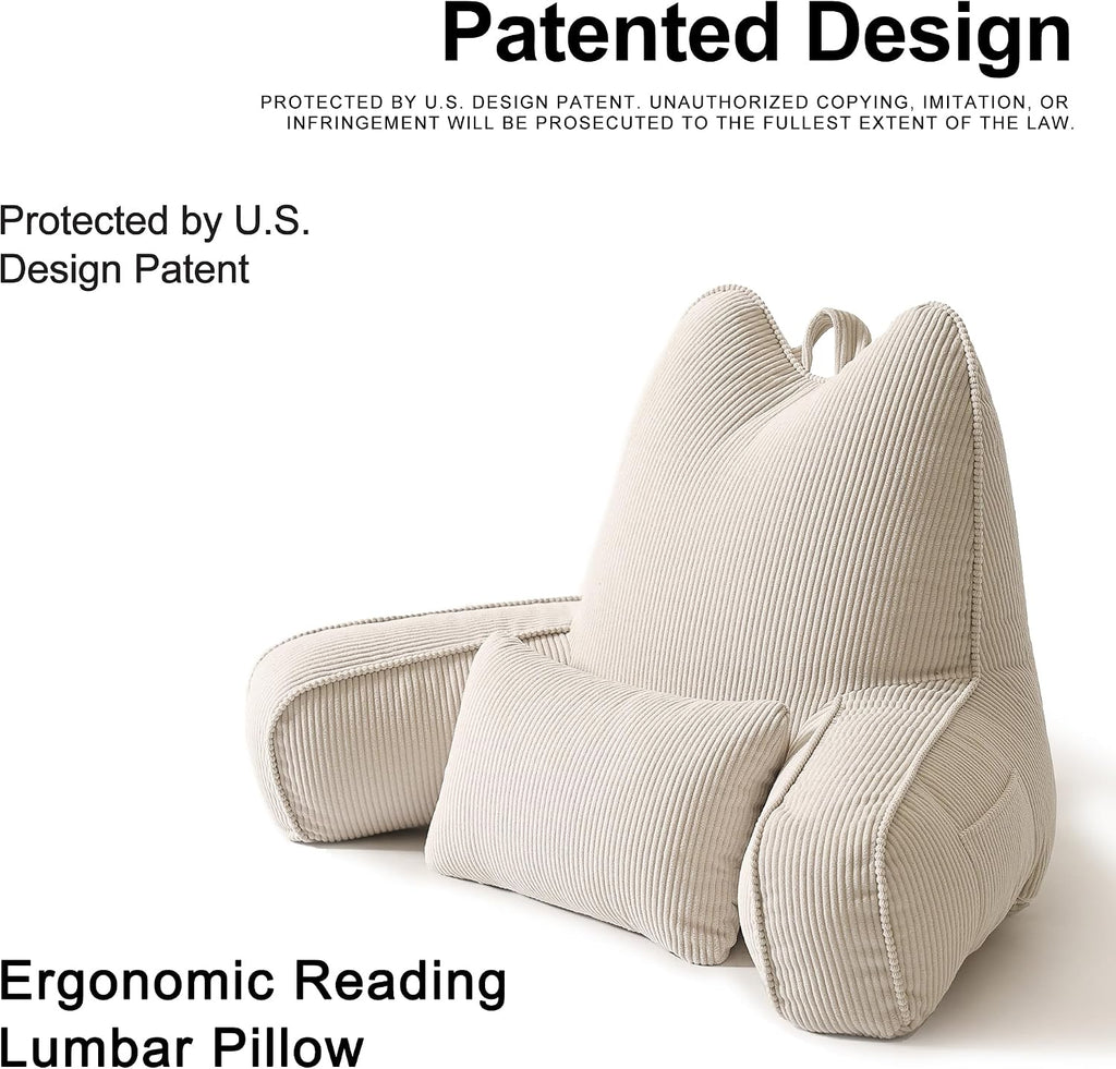 Ailuteie Patented Design Reading Pillow with Arms for Sitting Up, 2-in-1 Bed Rest Pillow with Detachable Lumbar Support, Backrest Support C…